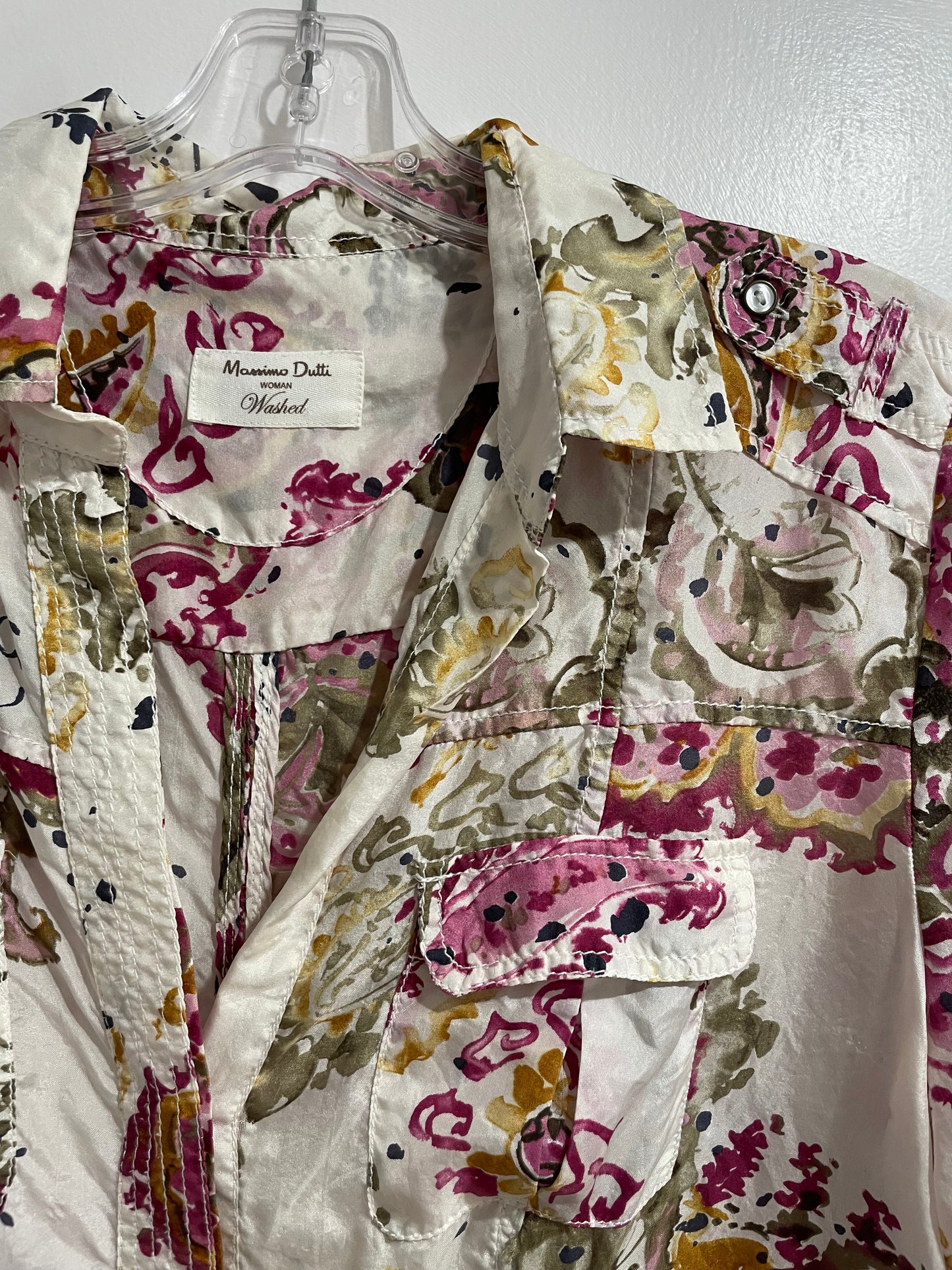 Massimo Dutti 100% Silk Multicolour Washed Paisley Blouse – Medium