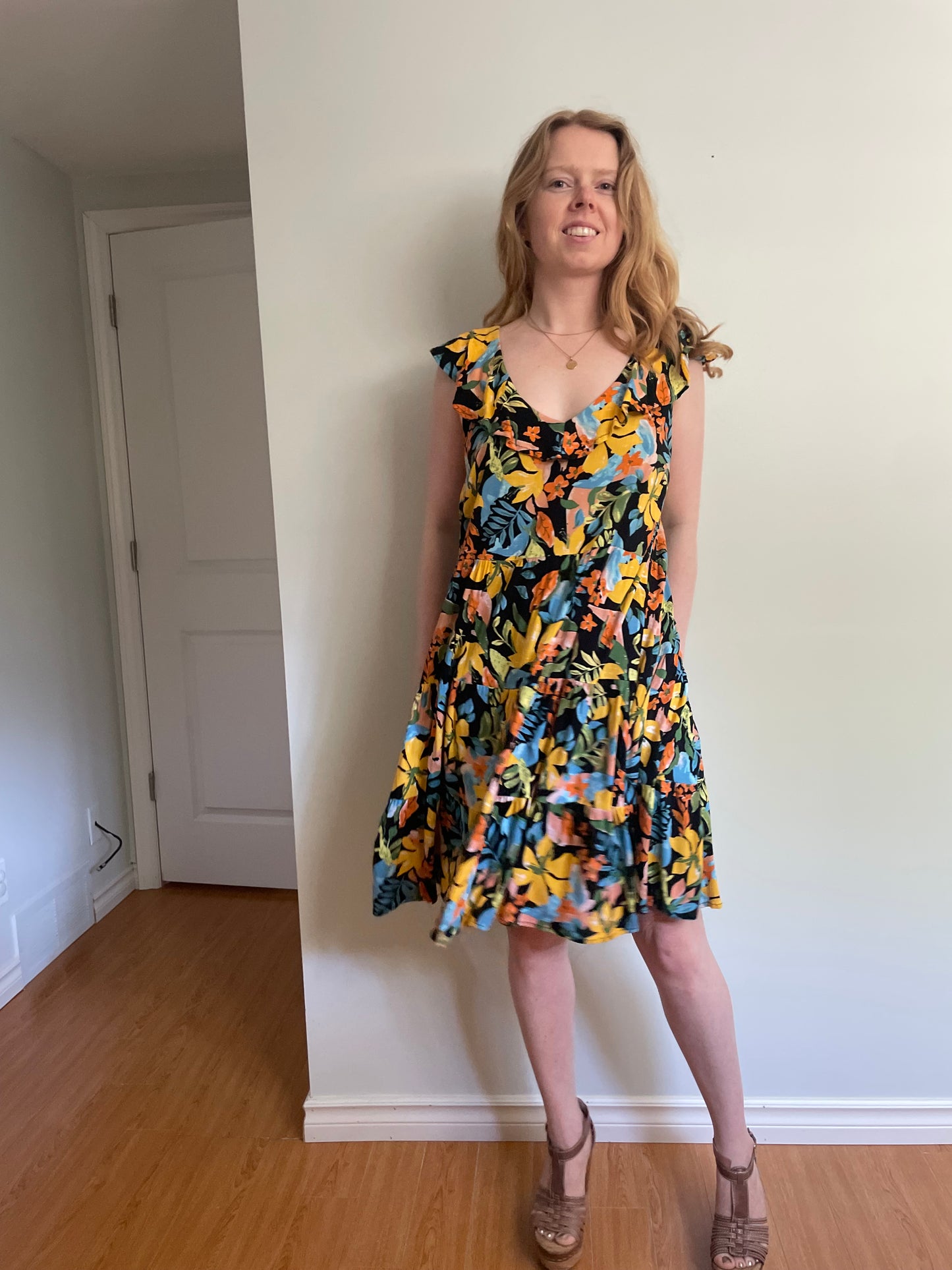 Tribal Femme Tropical Floral Tiered Dress - Medium