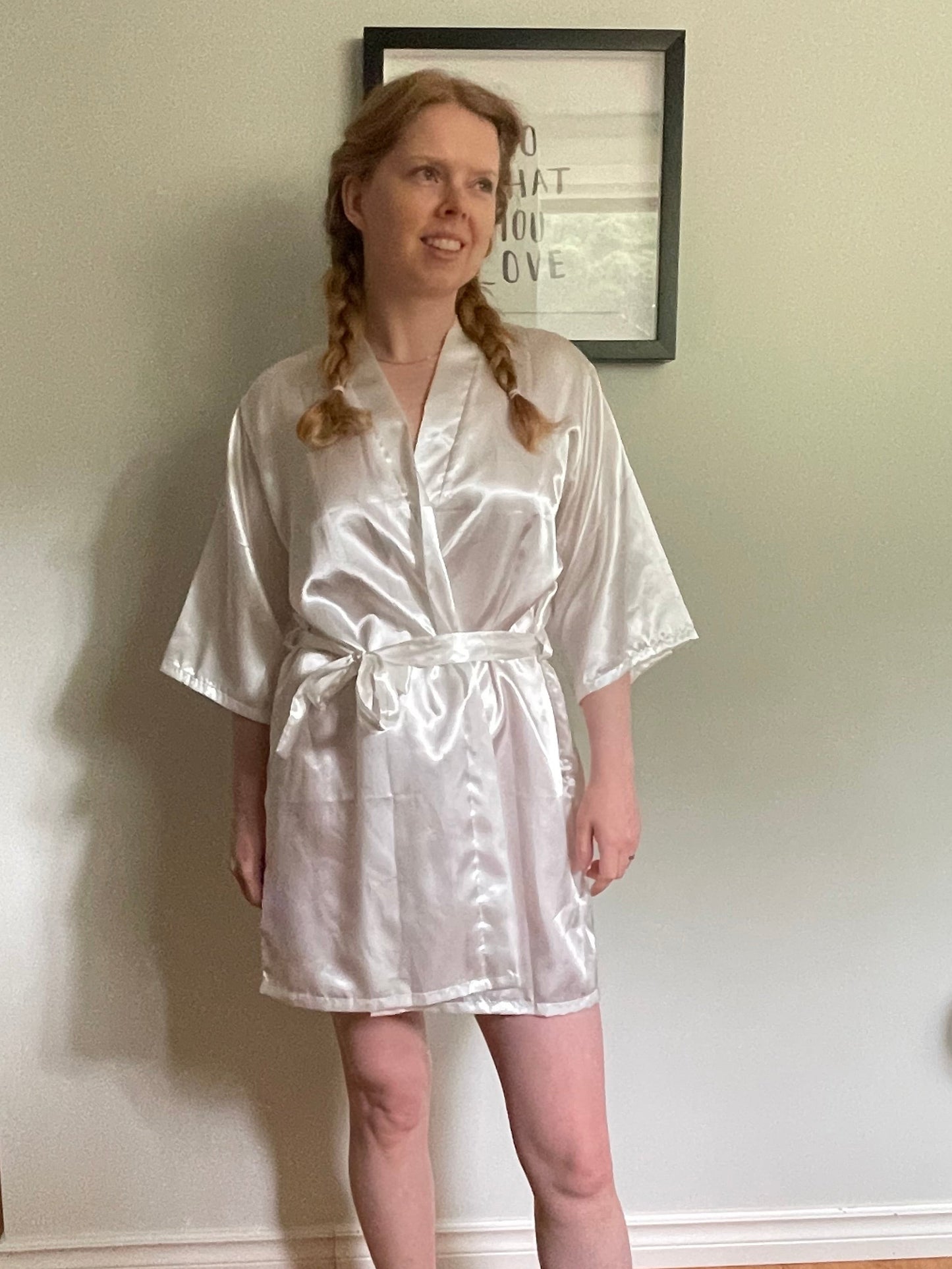 Bride White Satin Robe - XS to Medium