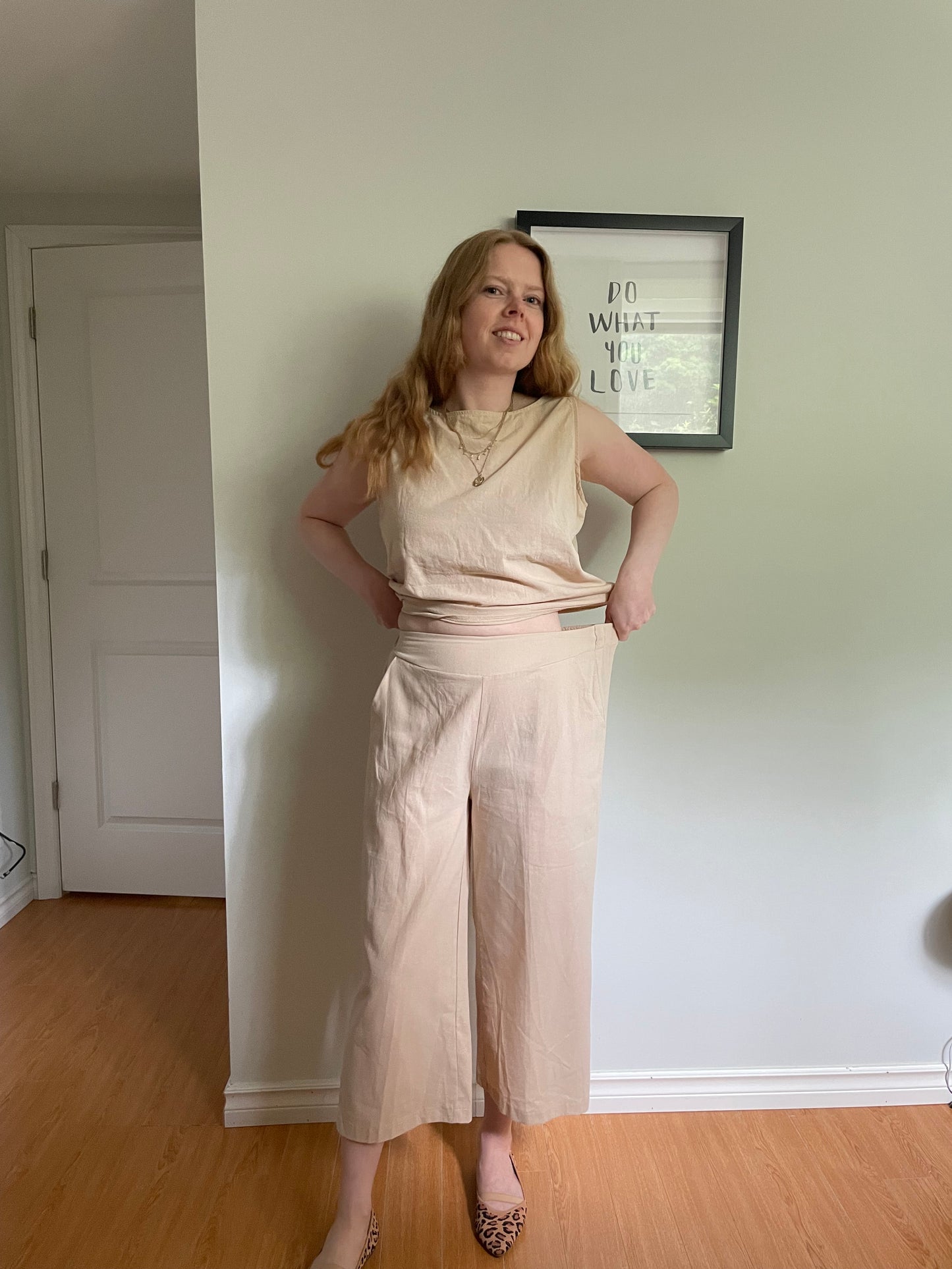 Natural Cotton Linen Blend Matching Set – Top & Culottes – Small
