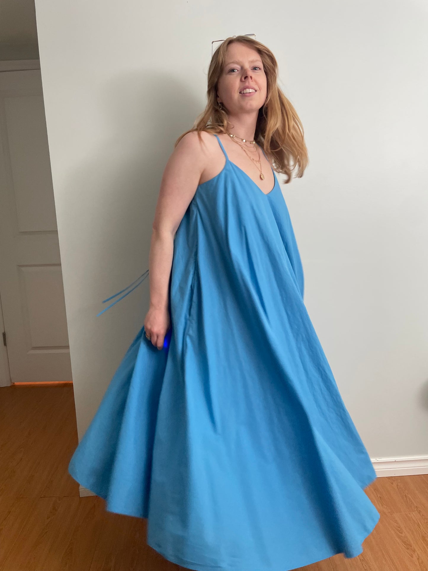 Banana Republic Cotton Tie-Back Full Skirt Midi Dress with Pockets – Size Medium