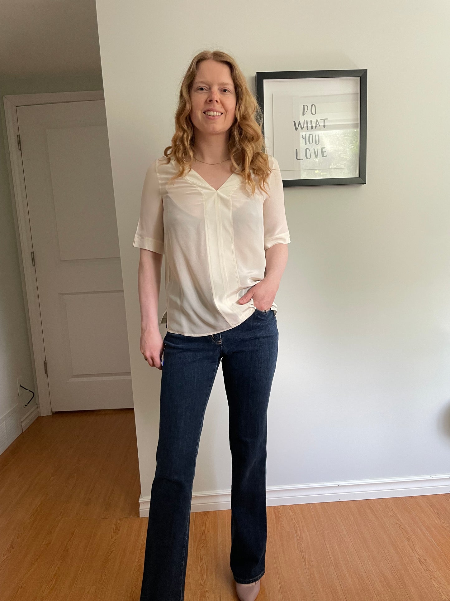 Falconeri Cream Silk V-Neck Top - Small