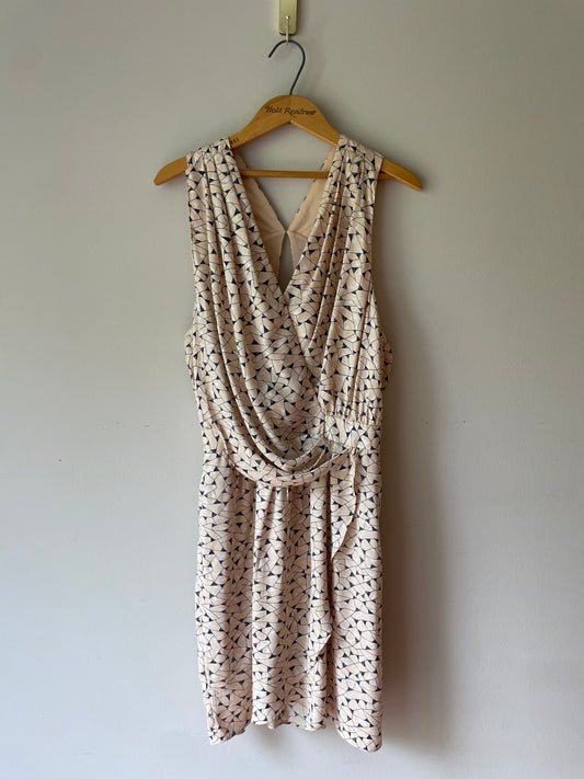 BCBGeneration Blush Geometric Print Draped Cutout Sleeveless Dress – Size 10