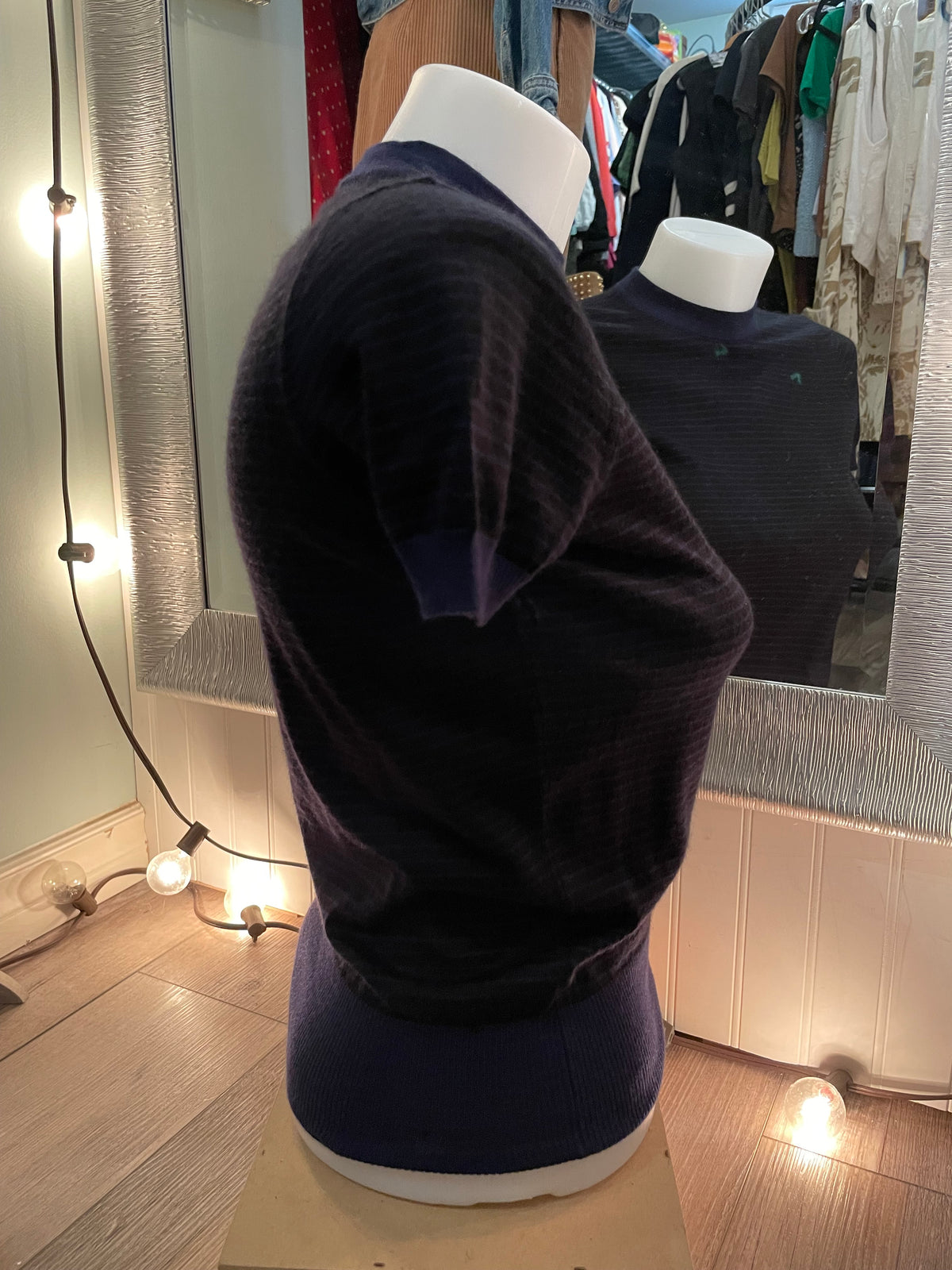 Marlowe Navy Black Silk Cashmere Fine Knit Sweater – XS/S