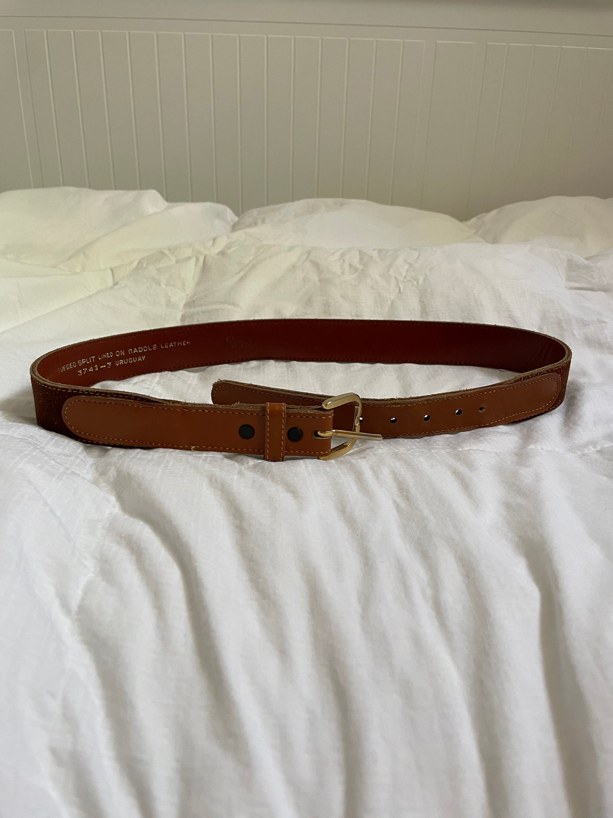 Vintage Uruguay Brown Suede & Saddle Leather Belt – S/M 28–31.5”