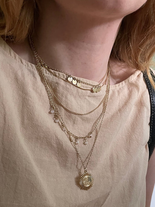 Gold Layered Beaded Delicate Necklace