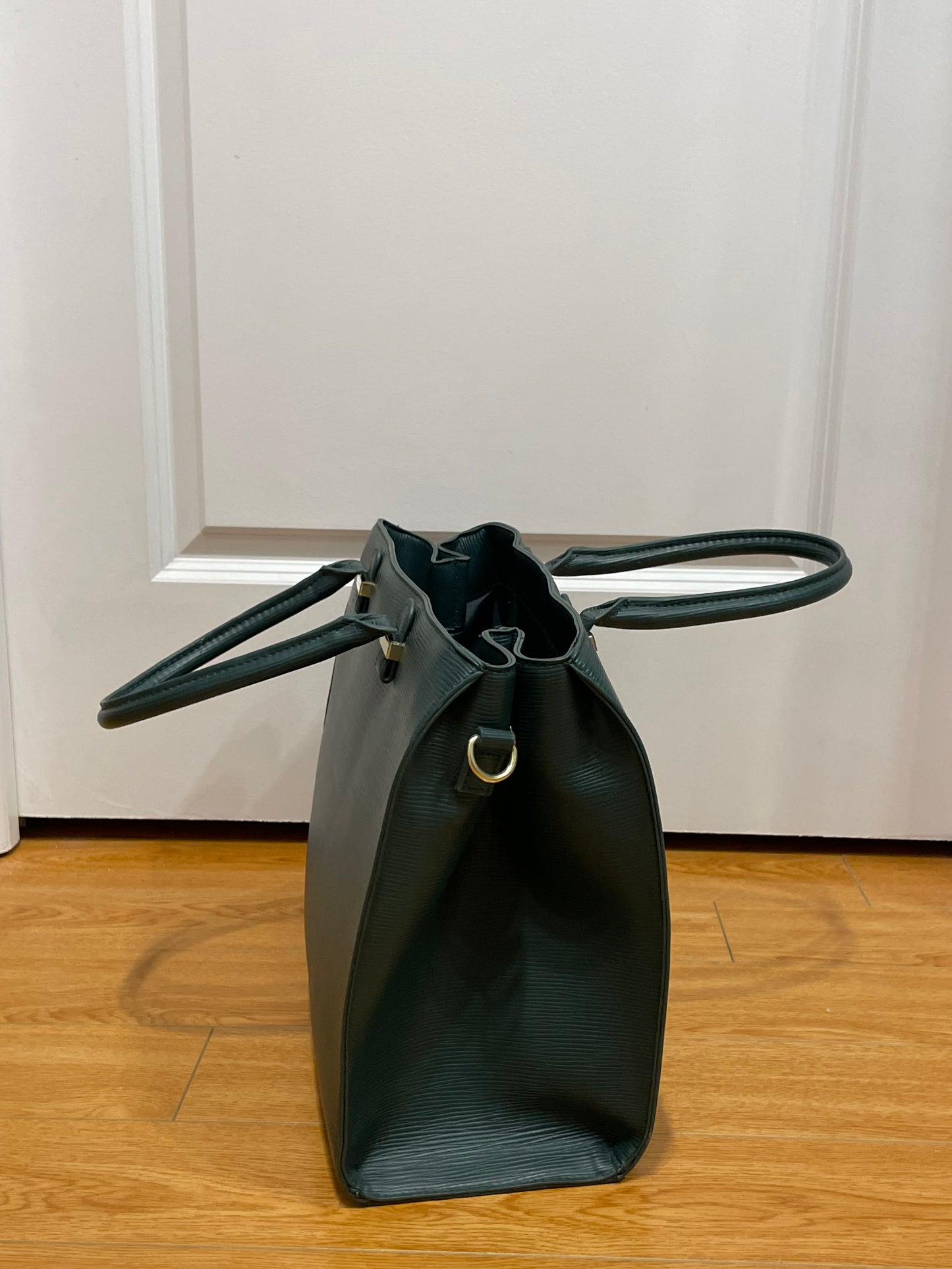 H&M Deep Green Structured Zip Tote Bag
