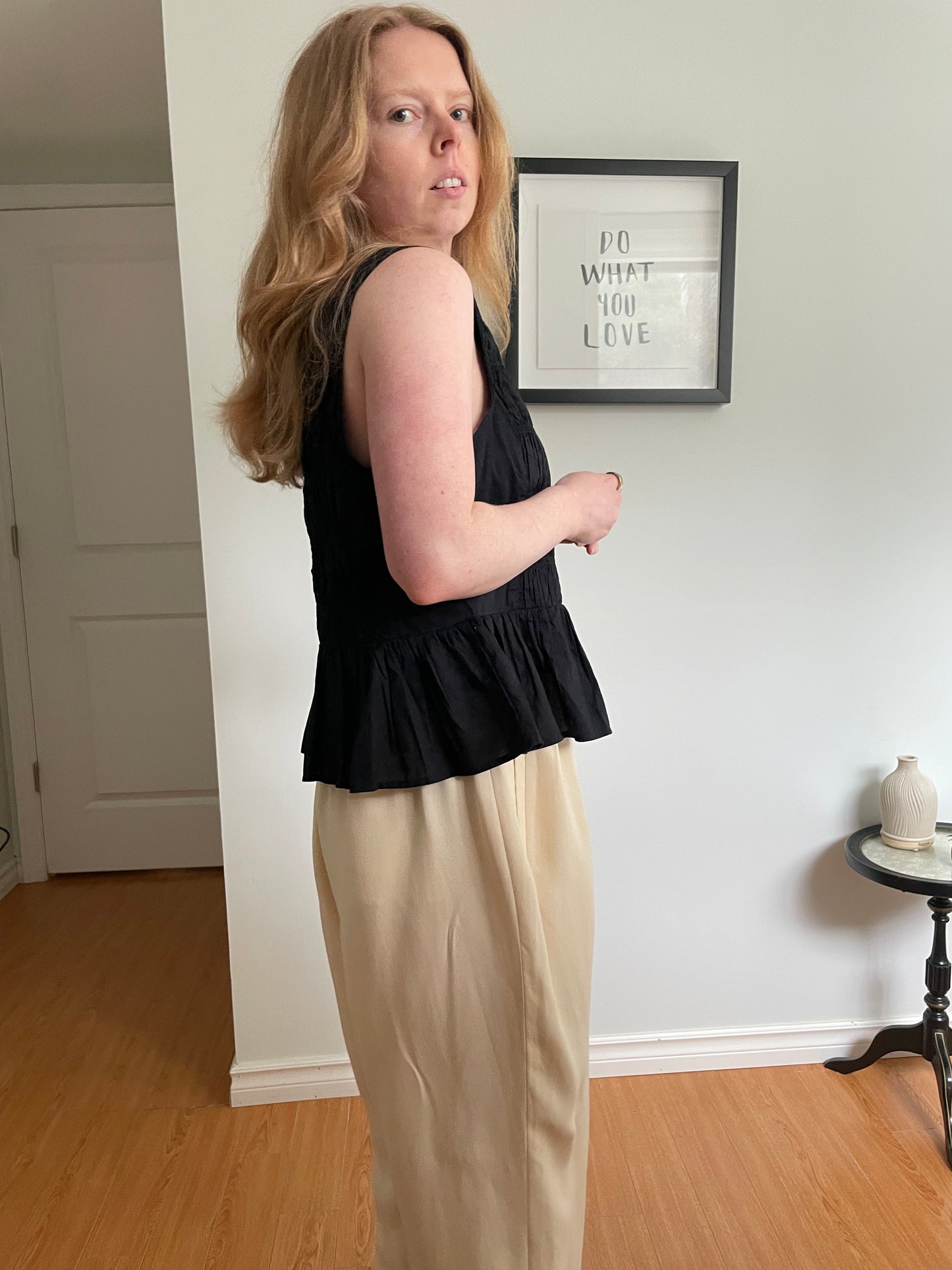 J.Crew Black Smocked Cotton Peplum Tank Top NWT - Size 14