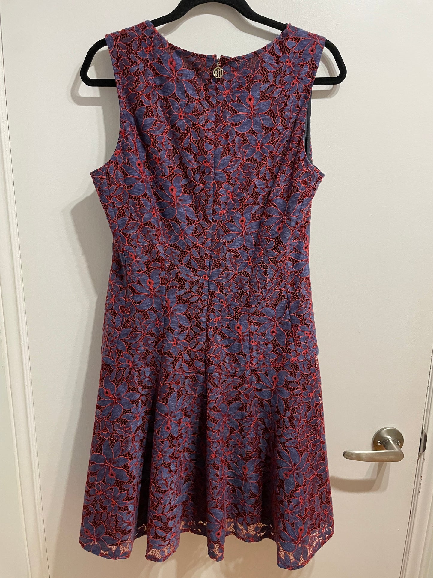 TOMMY HILFIGER Red & Blue Floral Lace Dress – Size 12