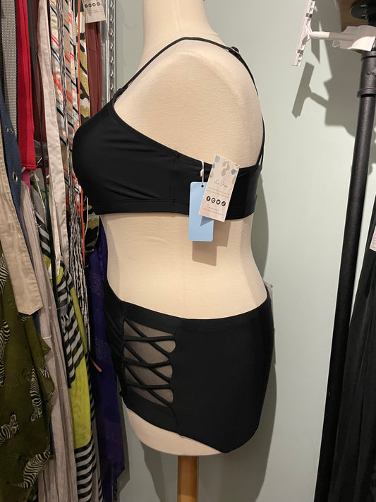 Yonique Black Crossback Bikini Set – XXL