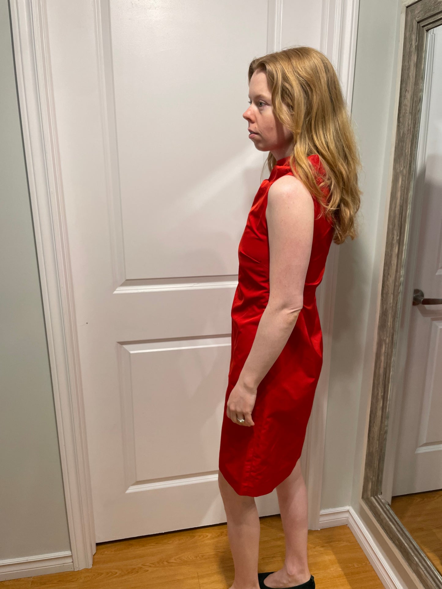 Lida Baday Red Gathered Sheath Dress - Size 2