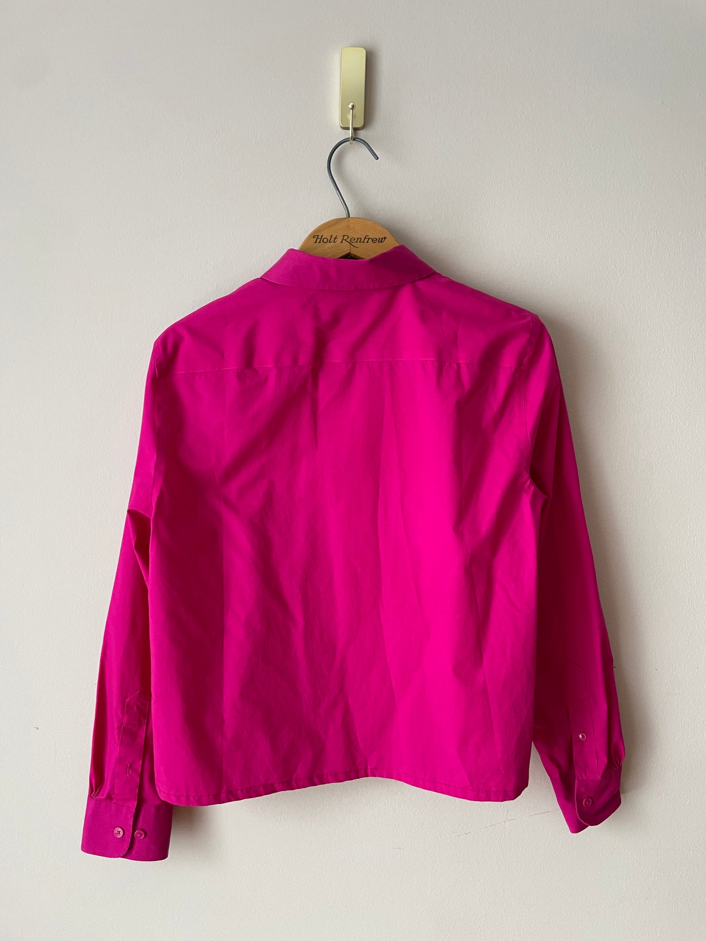Jones New York Hot Pink Easy Care Stretch Cotton Cropped Button Up Shirt - Medium