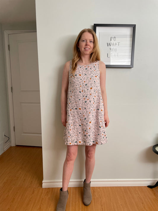 Cynthia Rowley Blush Pink Floral 100% Linen Sleeveless Shift Dress - Small