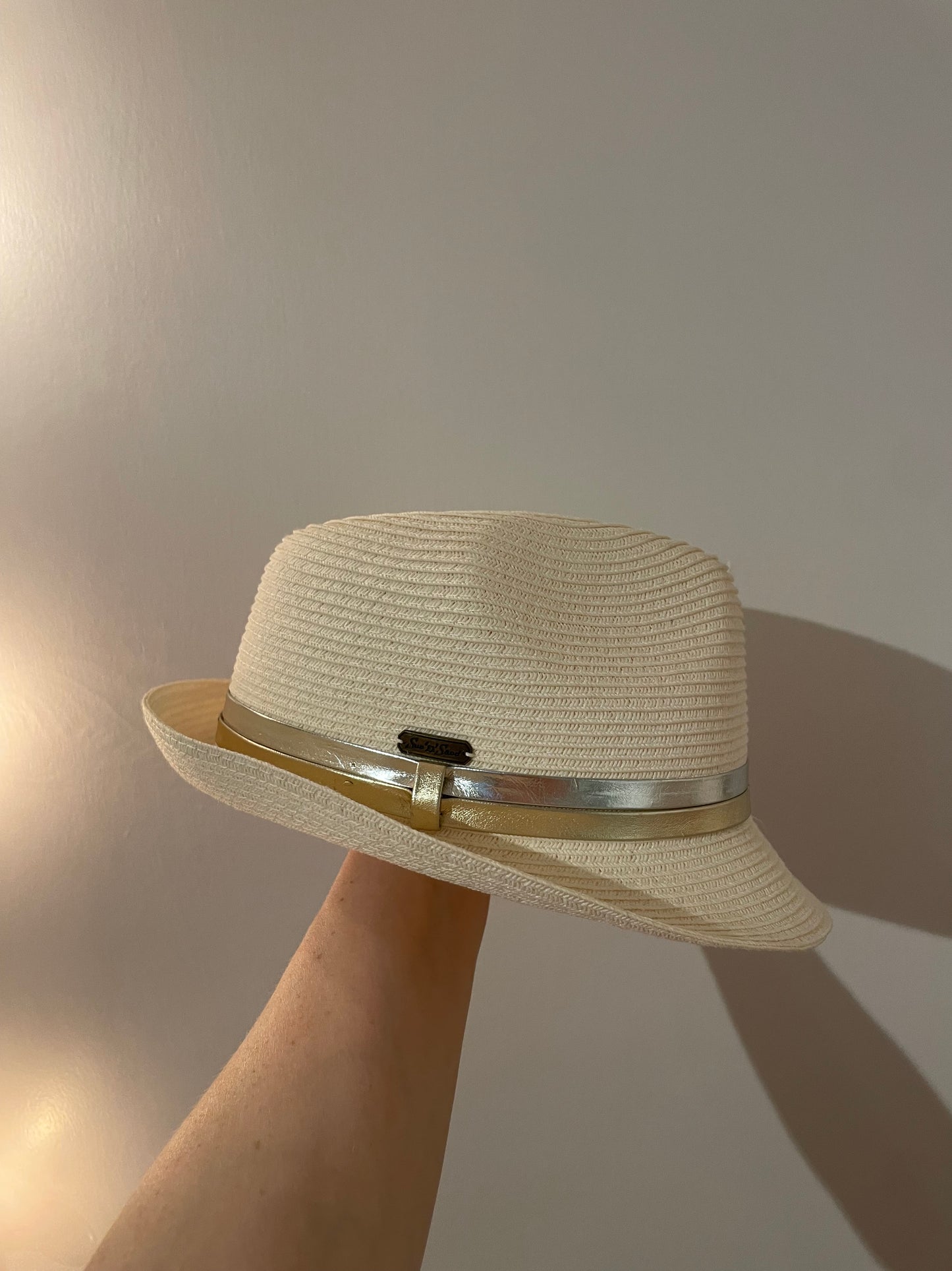 Sun ‘N’ Sand Ivory Metallic Fedora Sun Hat
