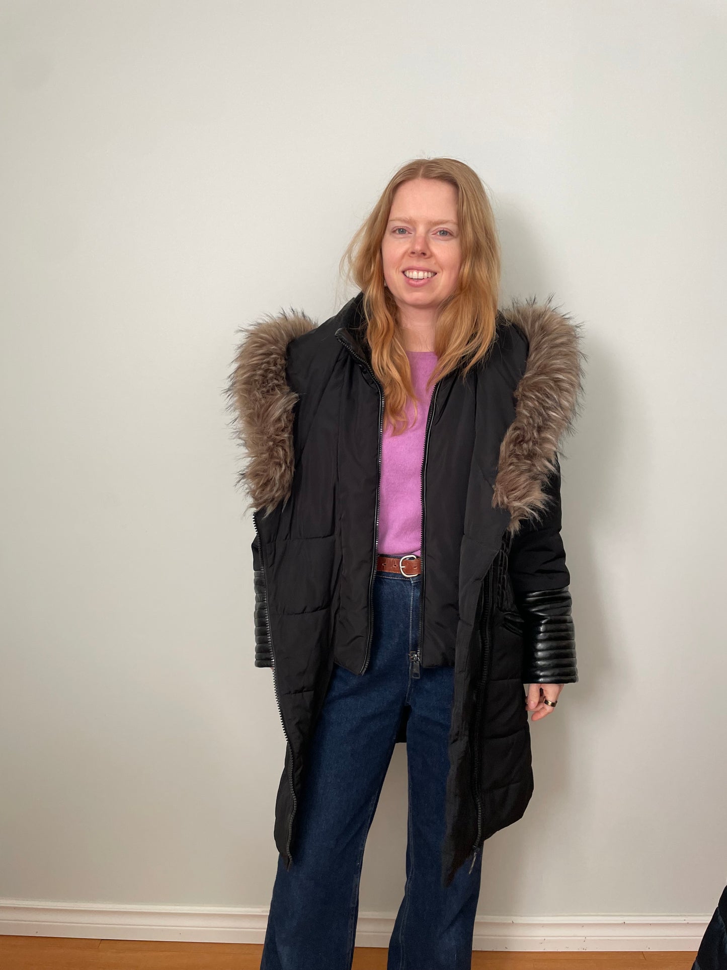 Northside Black Quilted Faux-Fur Hooded Winter Coat – Size 14