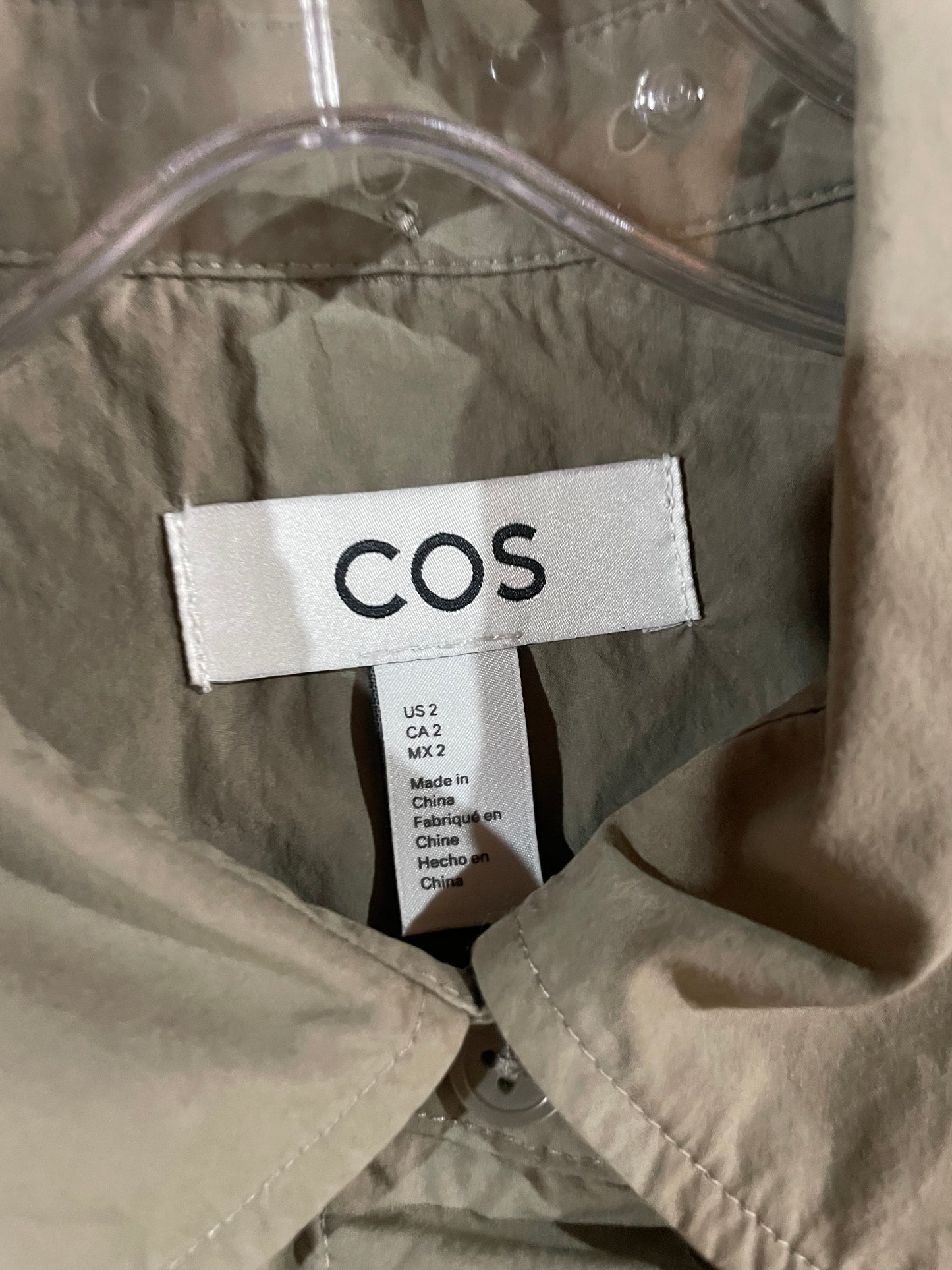 COS Khaki Green Pleated Back Oversized Cotton Shirt – S/M
