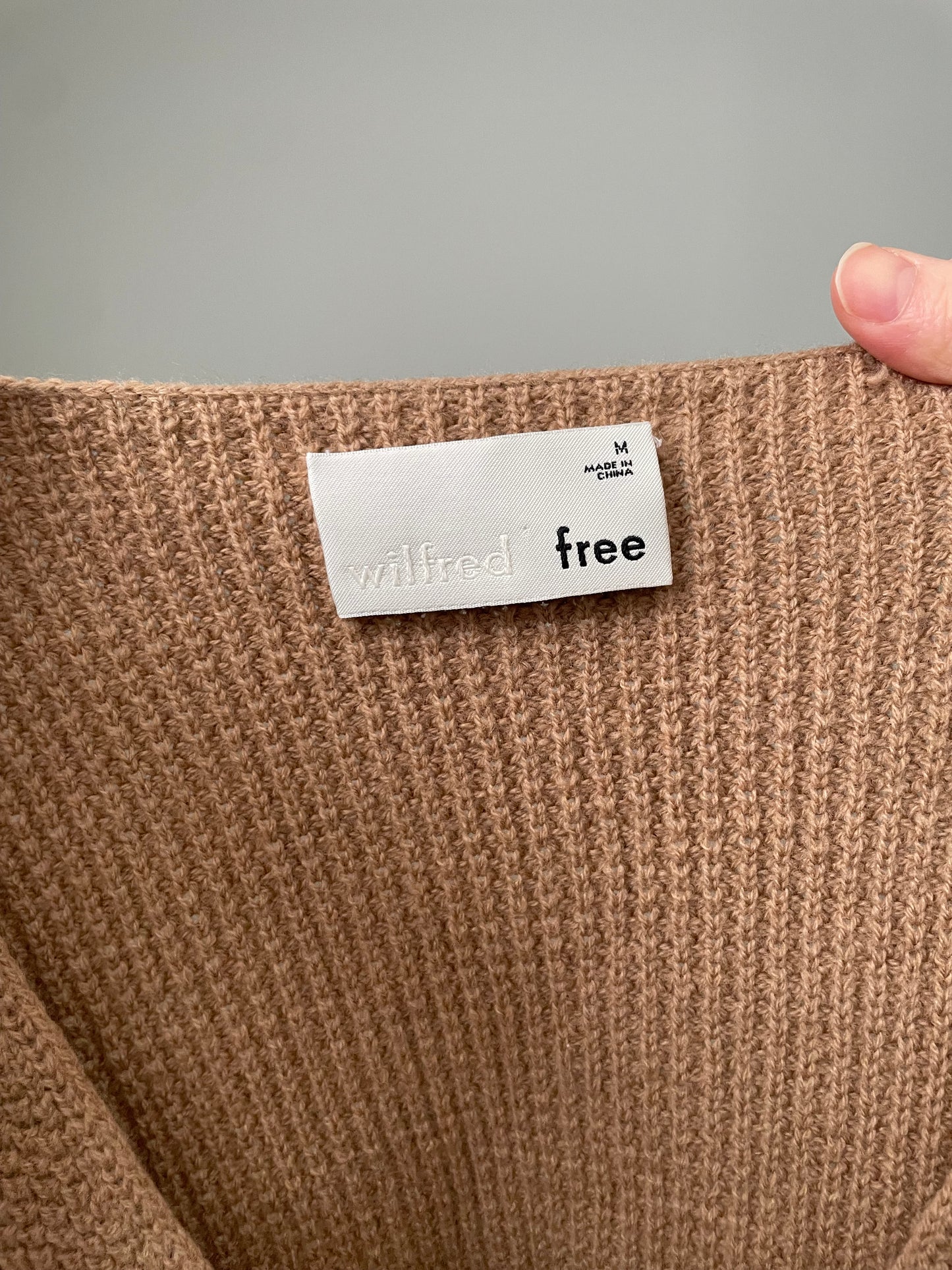 Wilfred Free Camel 100% Merino Wool Waffle Knit Sweater - Medium