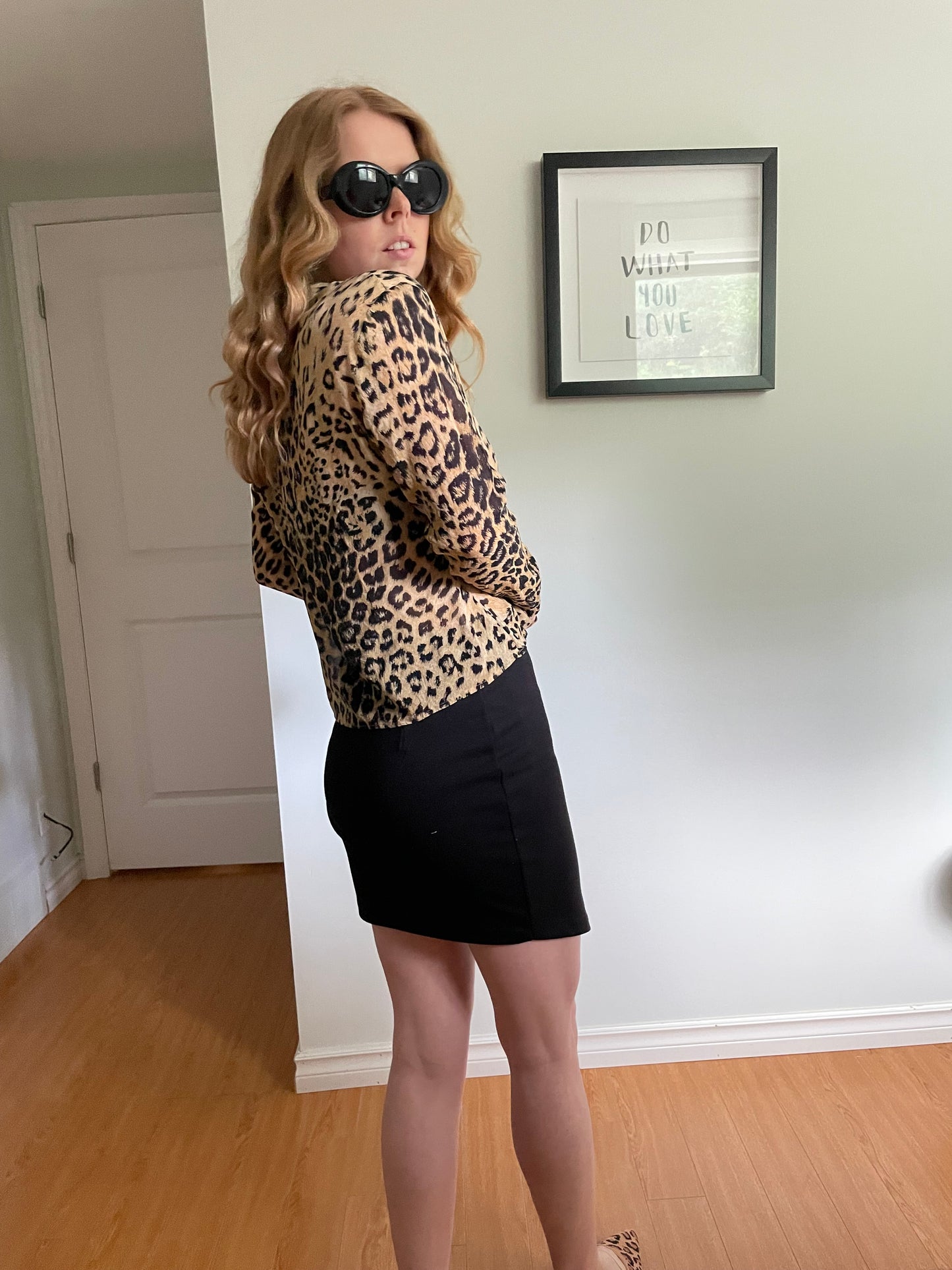 Anne Klein Silk Leopard Button-Up Blouse – Size 10