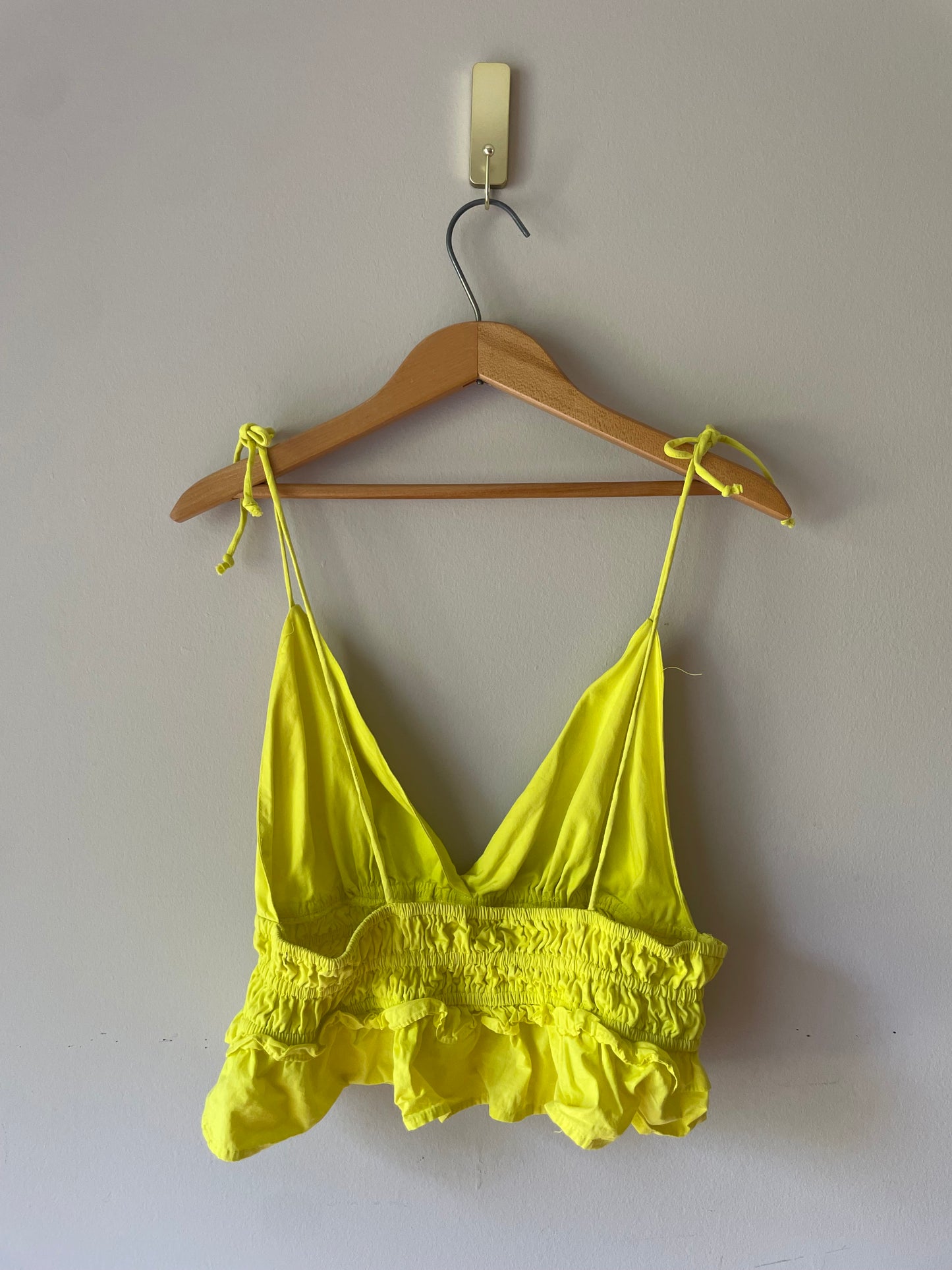 Sem & Sam Neon Yellow Cotton Smocked Crop Top – M/L