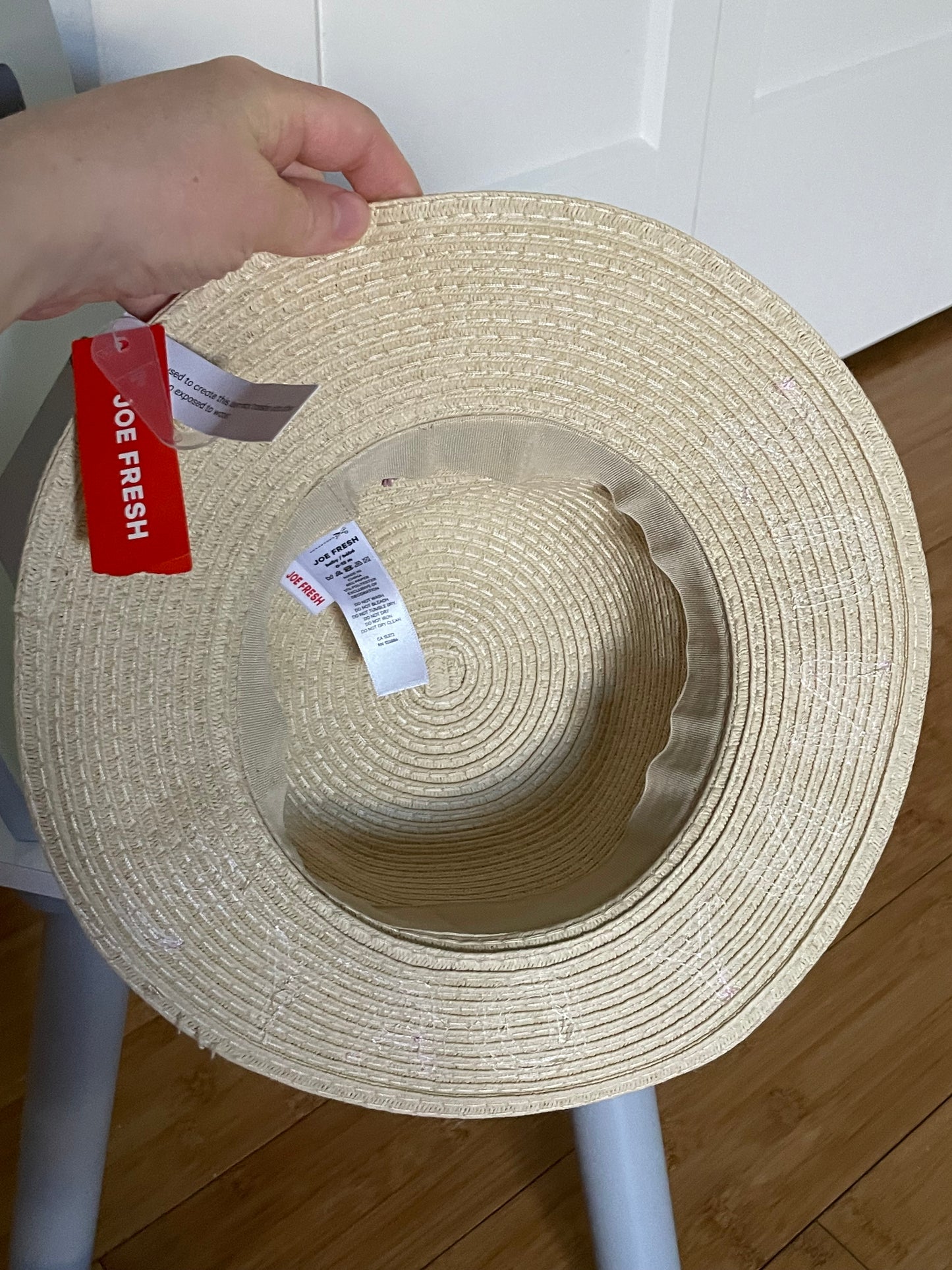 Joe Fresh Cream “Sandy Beach” Glitter Sun Hat – Baby 0–12M