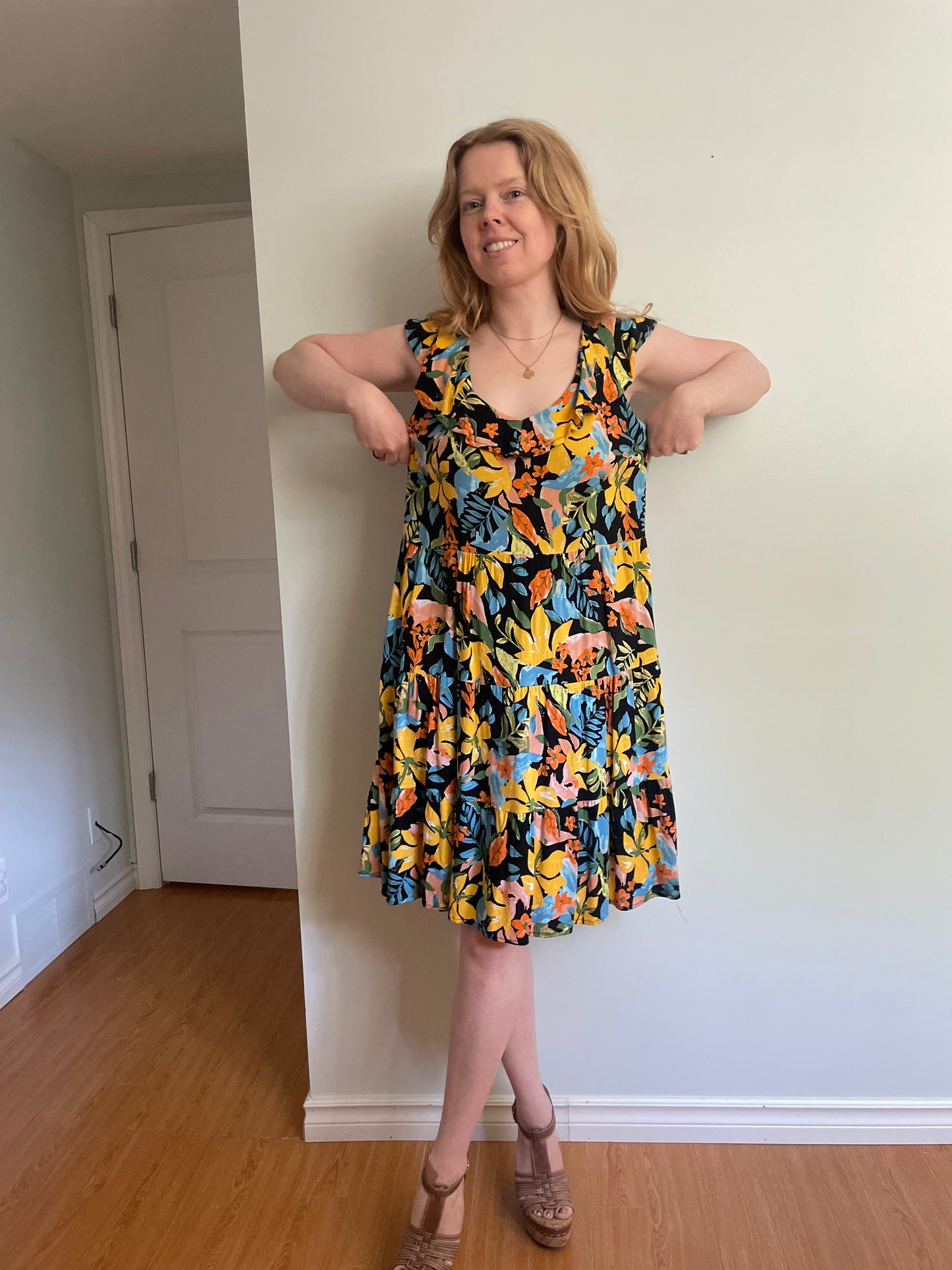 Tribal Femme Tropical Floral Tiered Dress - Medium