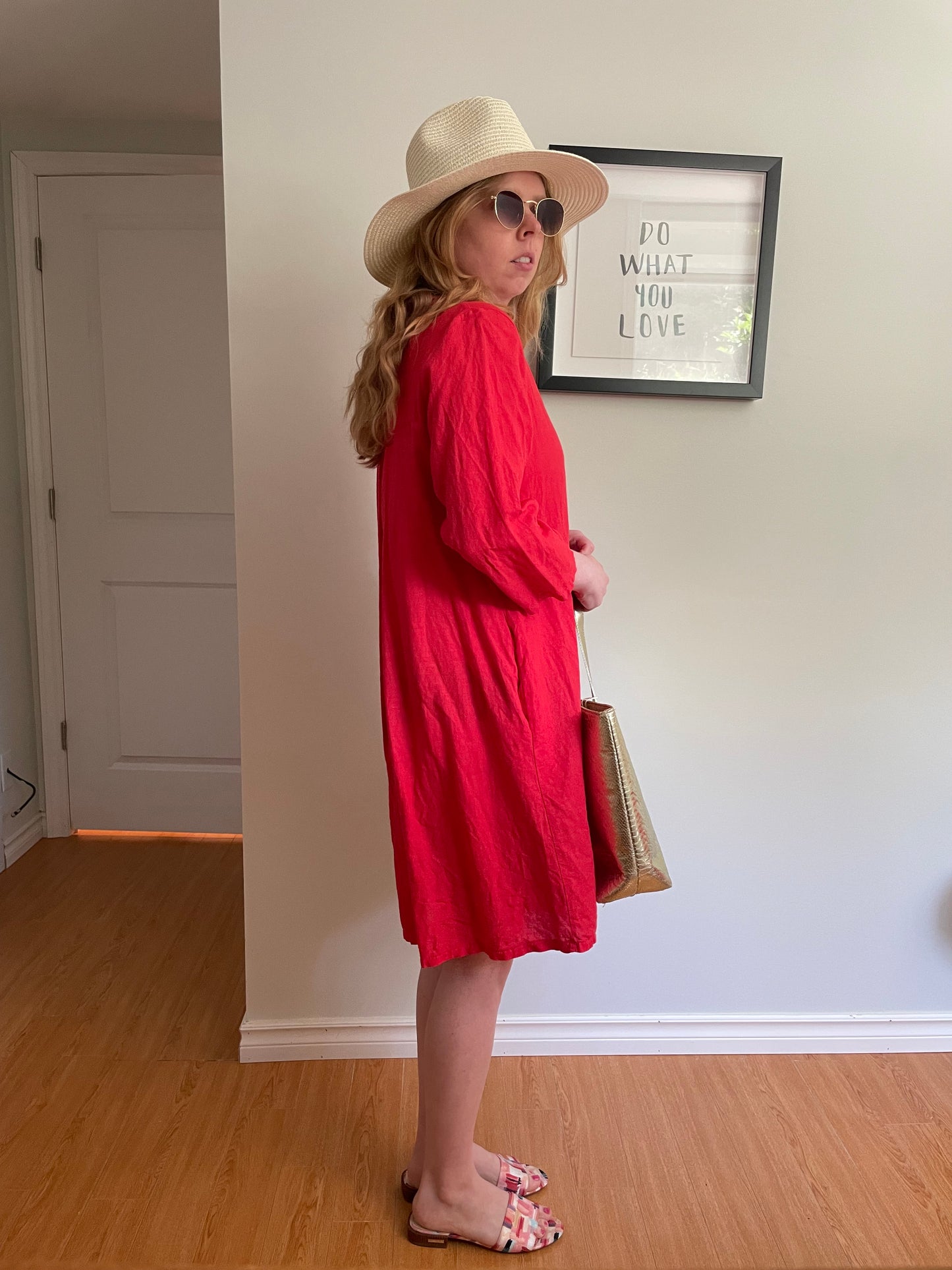 Terzo Millennio Red Italian Linen Shift Dress – Medium