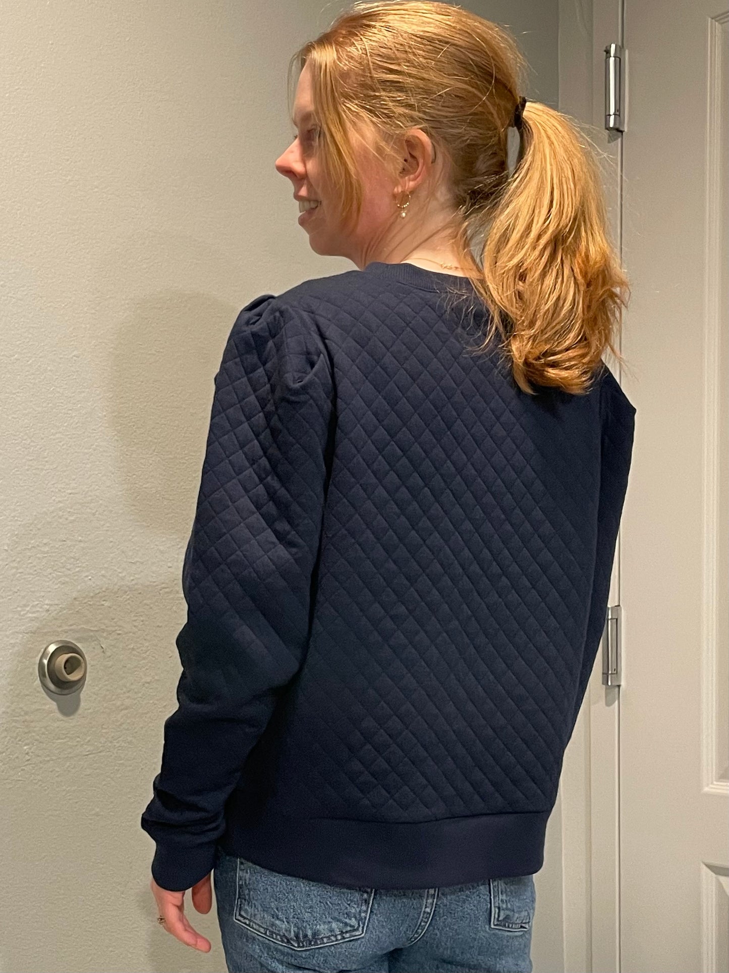 Walter Hagen Navy Quilted Pullover Sweatshirt – Medium