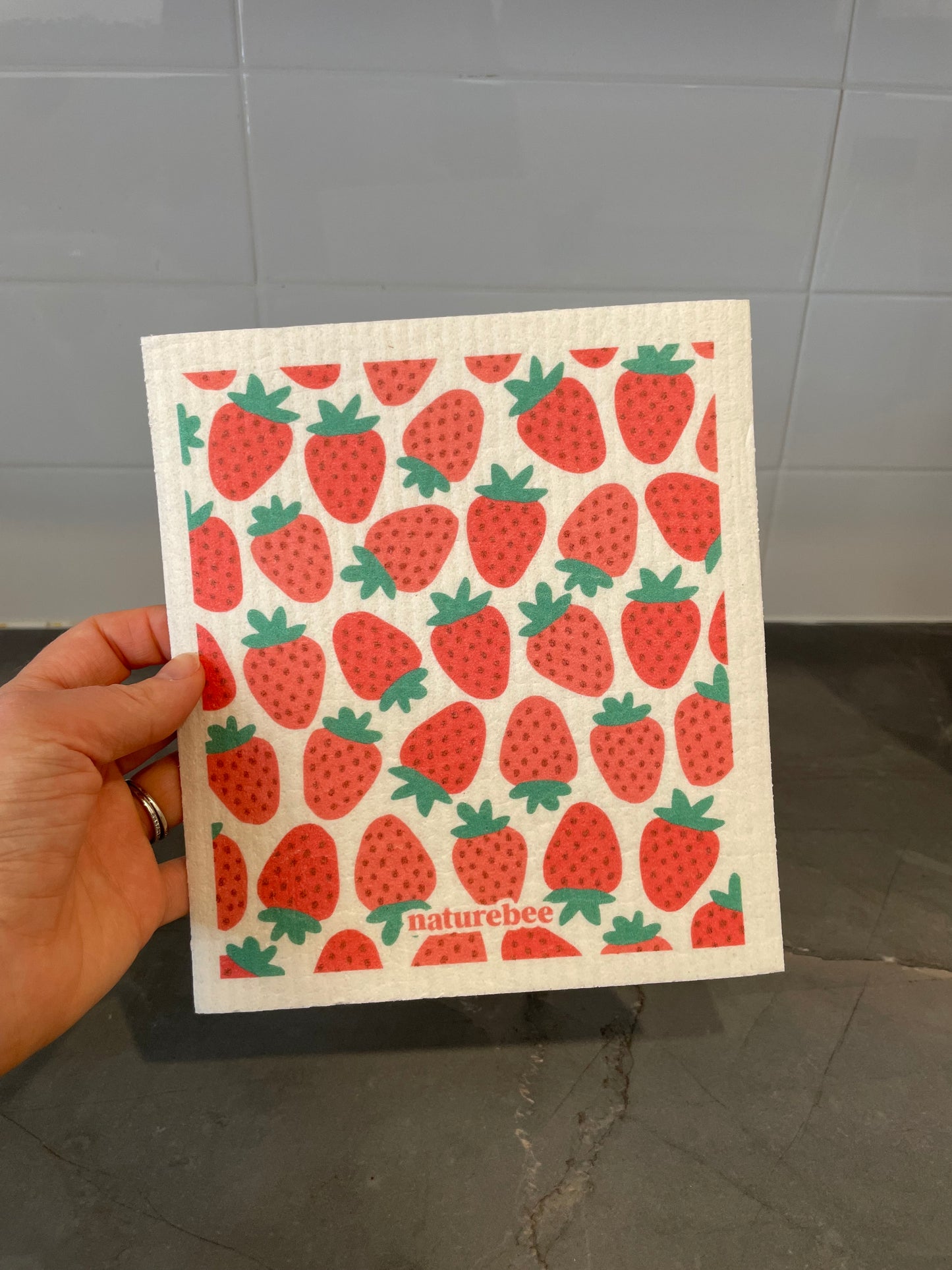 Swedish Sponge Dishcloth  Strawberries