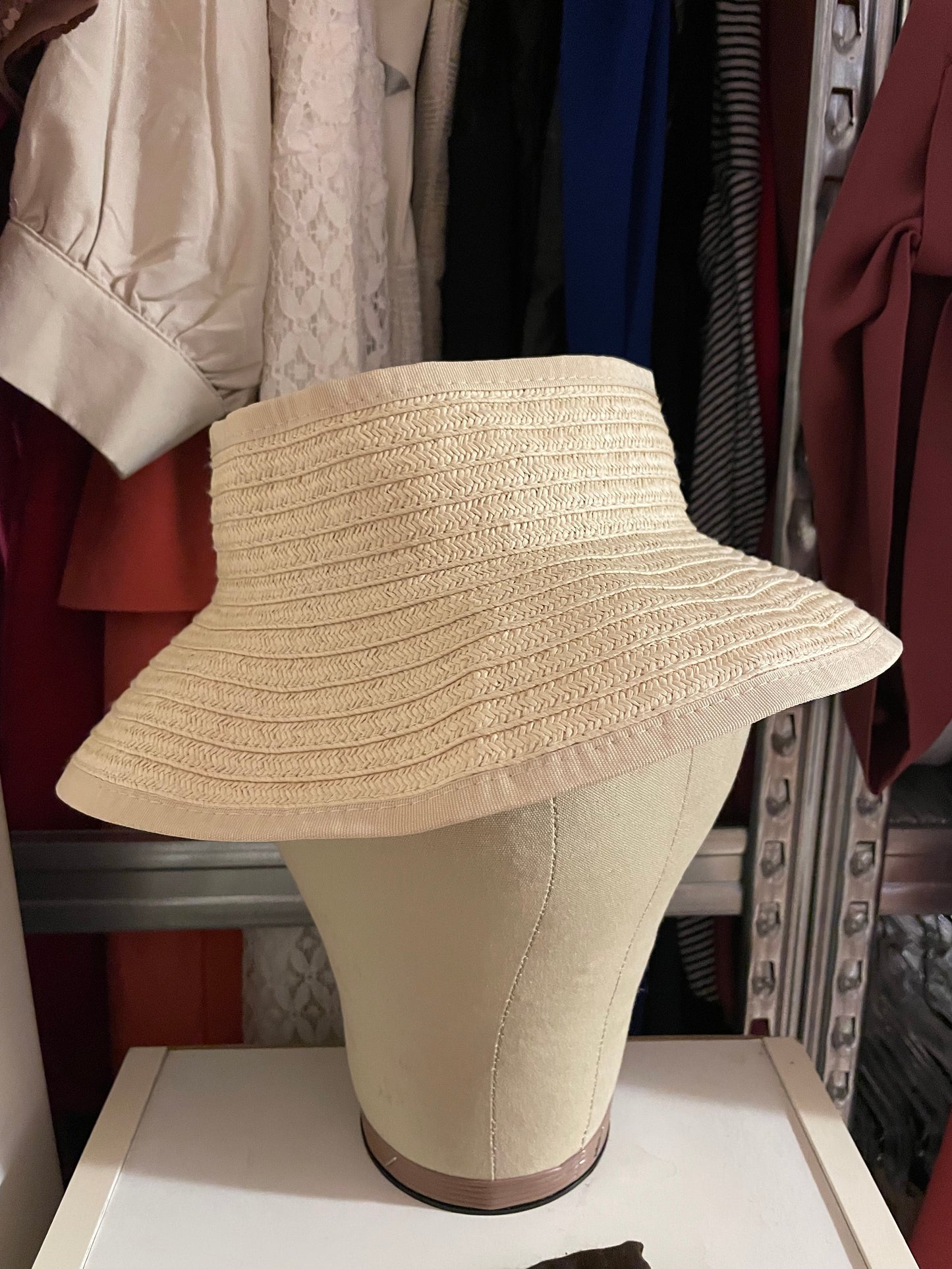 Cream Bow Straw Visor – Small
