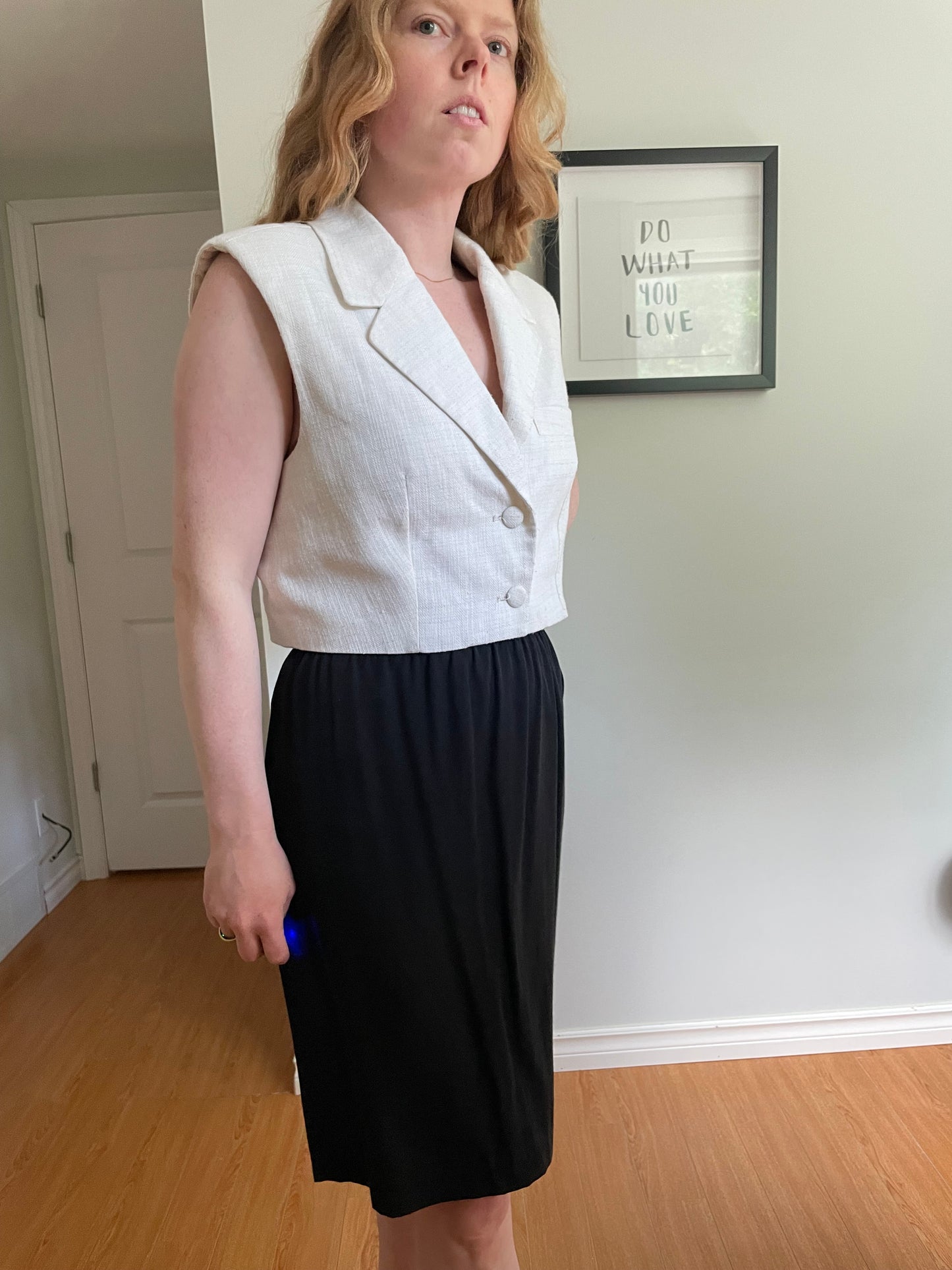 Black Stretch Waist Professional Knee-Length Skirt - XS/S