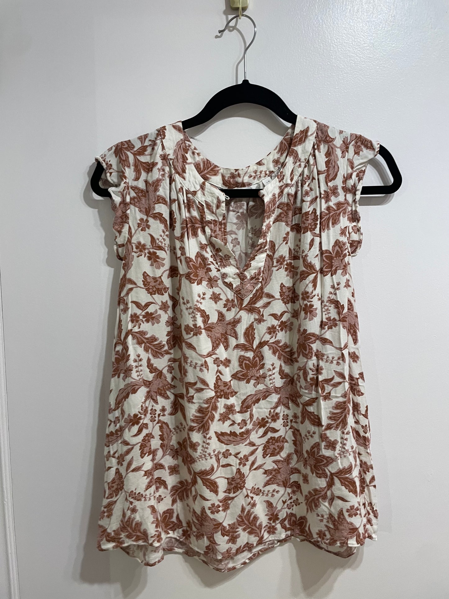 Signature Reitmans Ivory & Rust Floral Viscose Blouse – Large