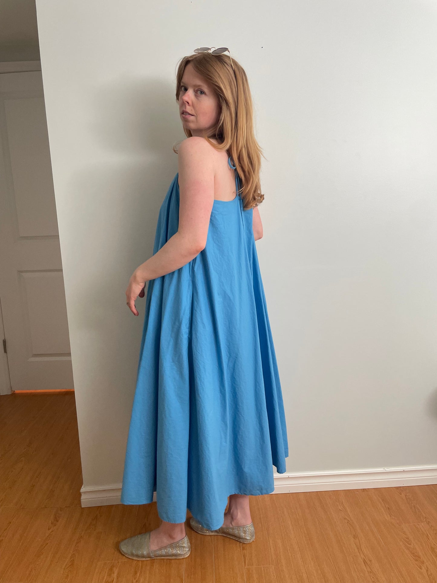 Banana Republic Cotton Tie-Back Full Skirt Midi Dress with Pockets – Size Medium