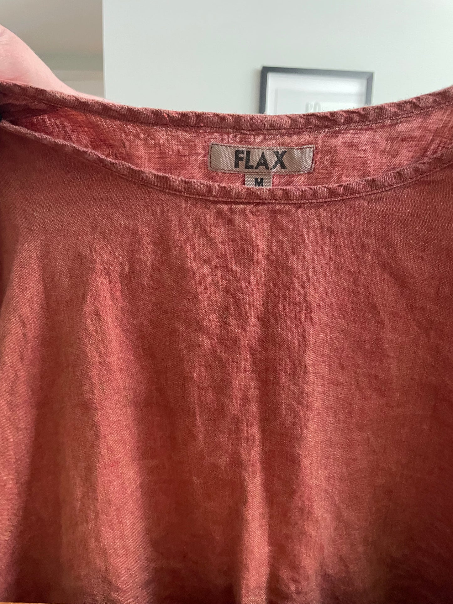 FLAX – Terracotta Linen Top & Wide-Leg Pants Set – M/S