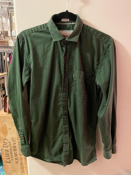 Levi’s Olive Green Cotton Stretch Button Down Shirt - Medium
