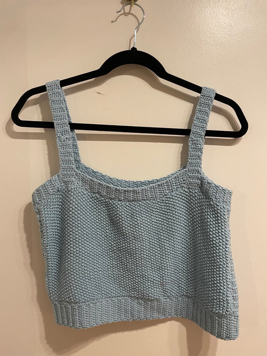 Handmade Powder Blue Knit Cropped Tank Top – M/L