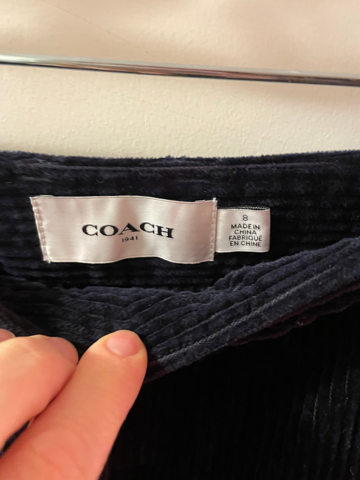 COACH Navy Cotton Corduroy Wide Leg Pants - Size 8