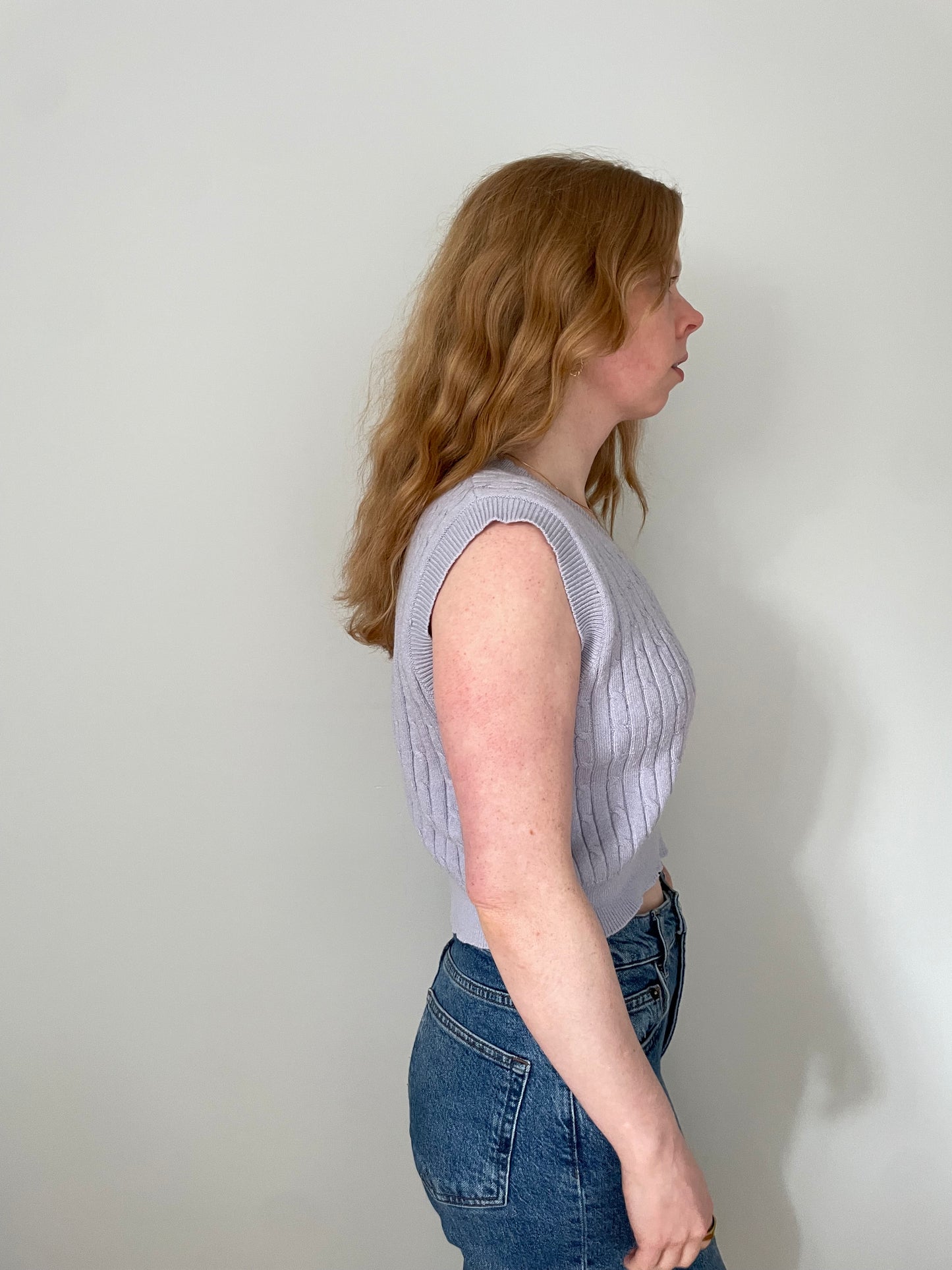 Twik Soft Lilac Cable Knit Sleeveless Sweater Vest – Size XS/S