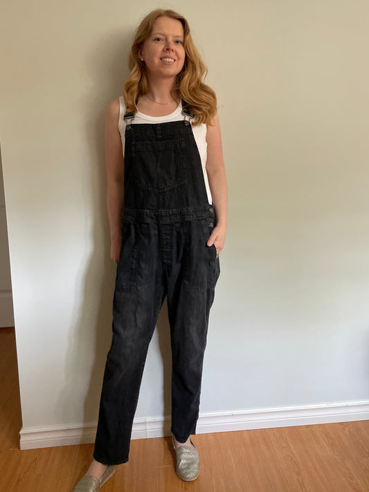 GAP Denim Black 100% Cotton Relaxed Overalls – Medium