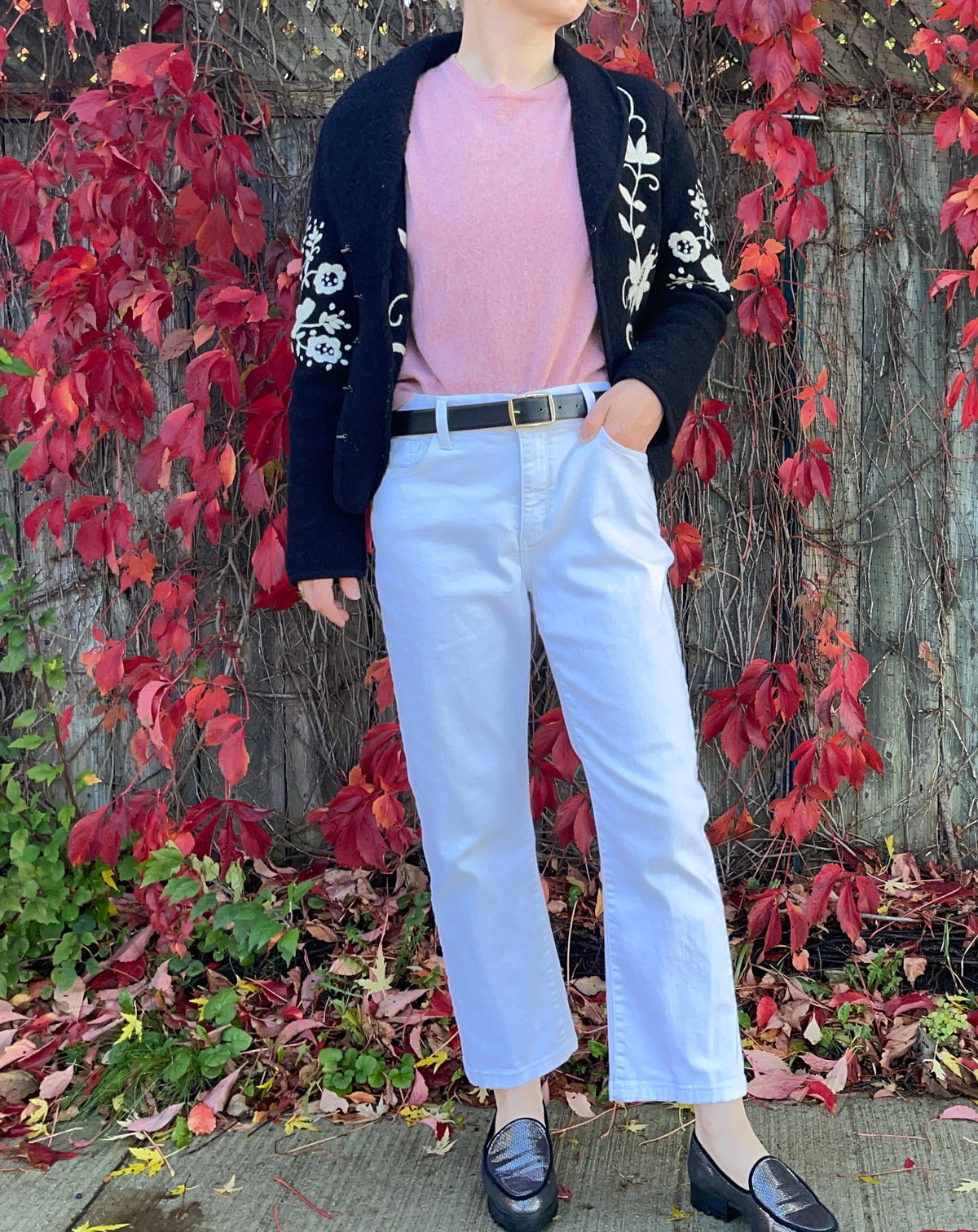 Clothes by Hettie Black Wool Embroidered Cardigan – Medium