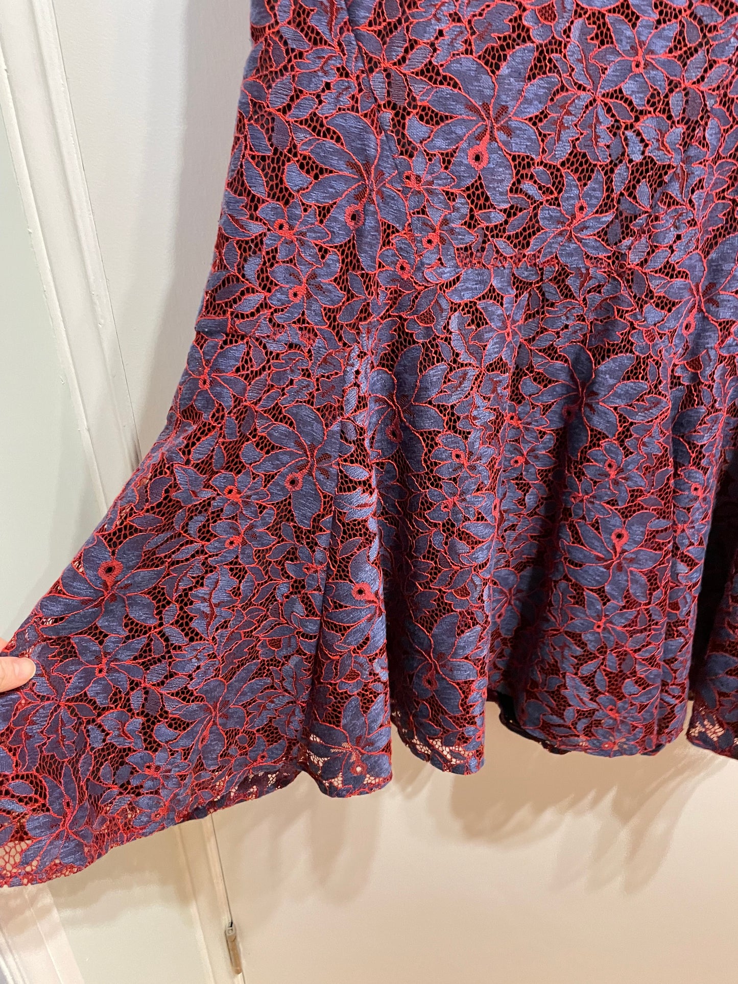 TOMMY HILFIGER Red & Blue Floral Lace Dress – Size 12