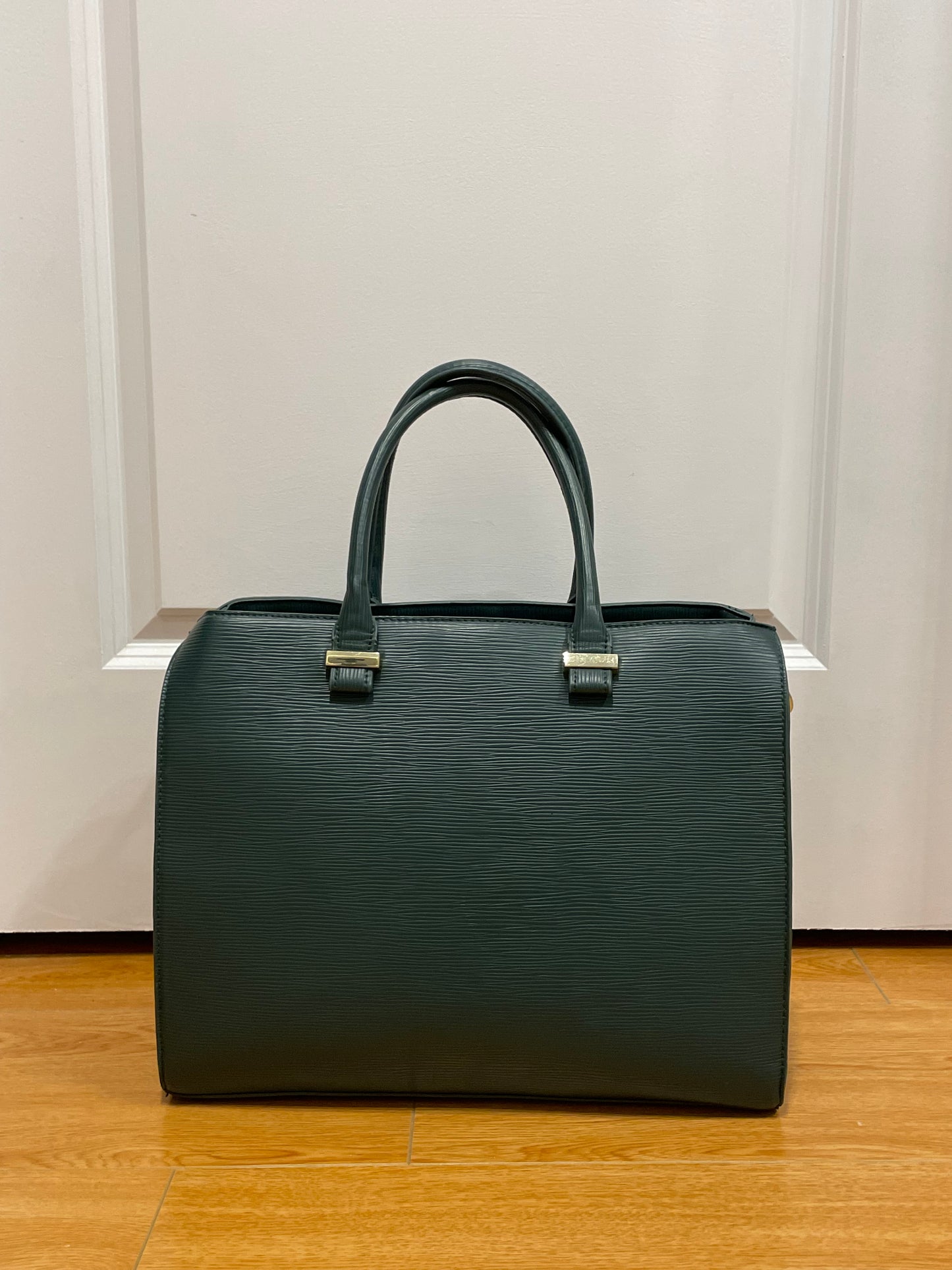 H&M Deep Green Structured Zip Tote Bag