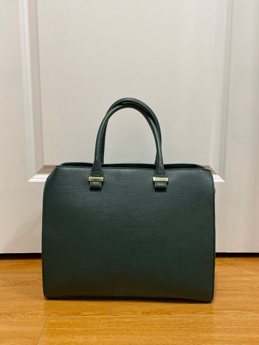 H&M Deep Green Structured Zip Tote Bag