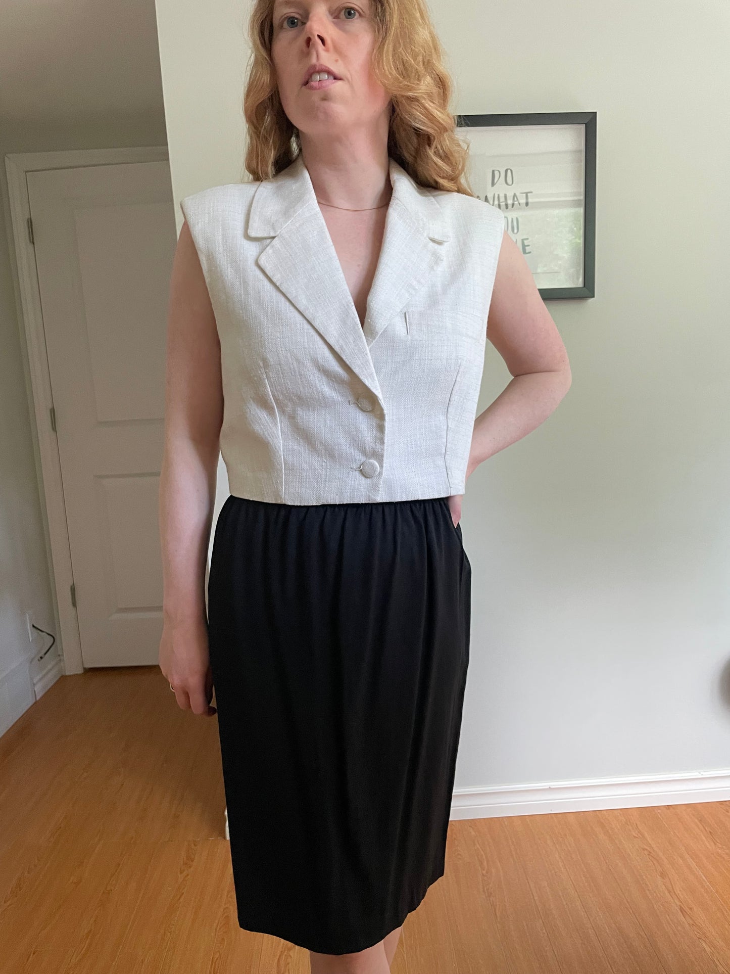 Black Stretch Waist Professional Knee-Length Skirt - XS/S