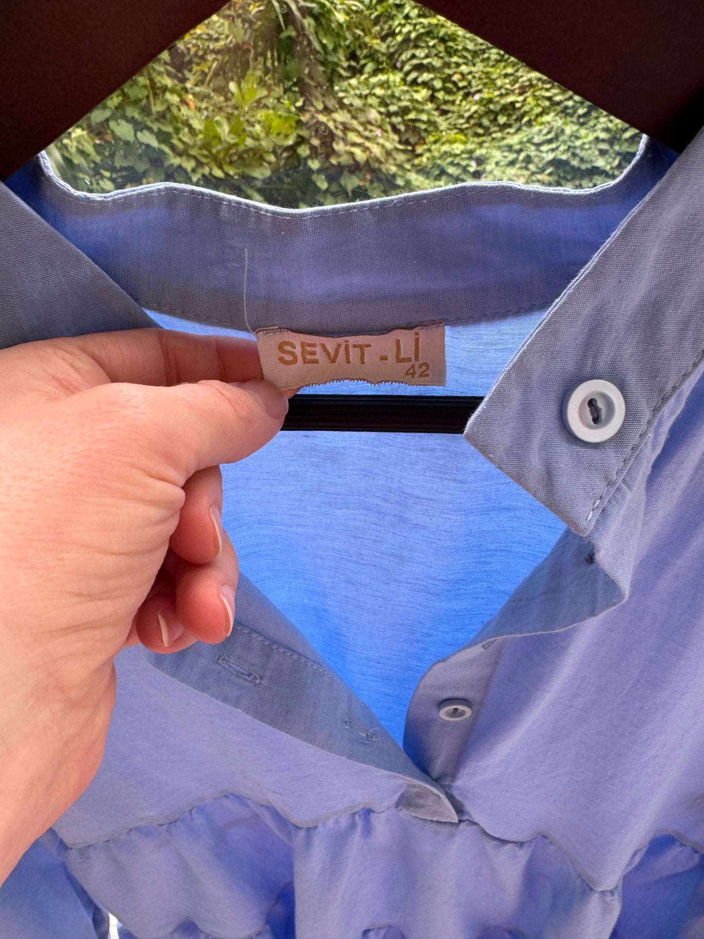 SEVIT-LI Blue Tiered Button Dress | Size 42