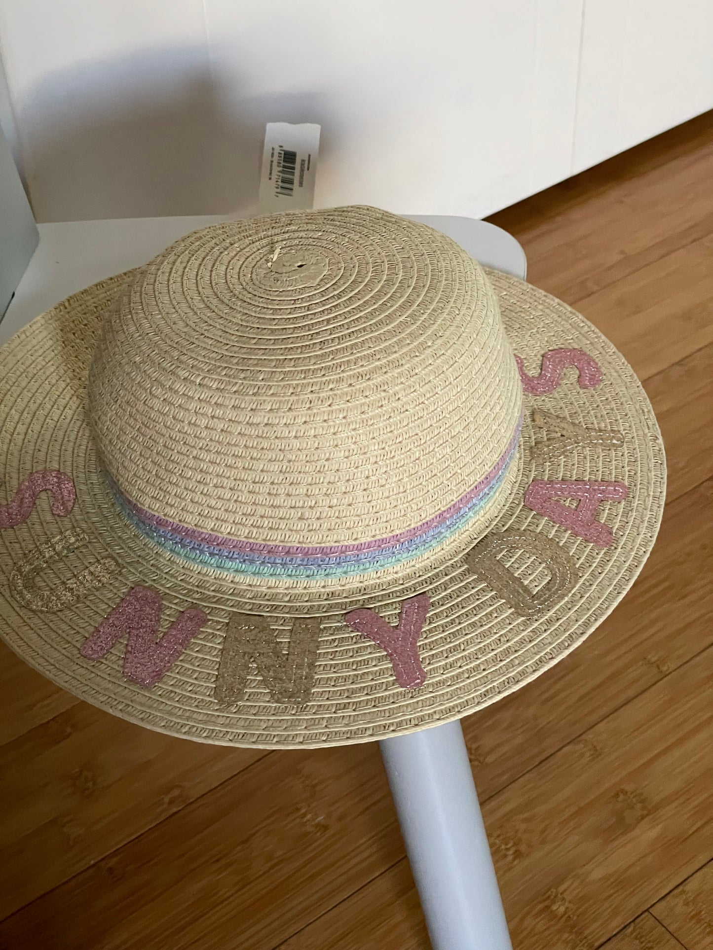 Joe Fresh Cream “Sandy Beach” Glitter Sun Hat – Baby 0–12M