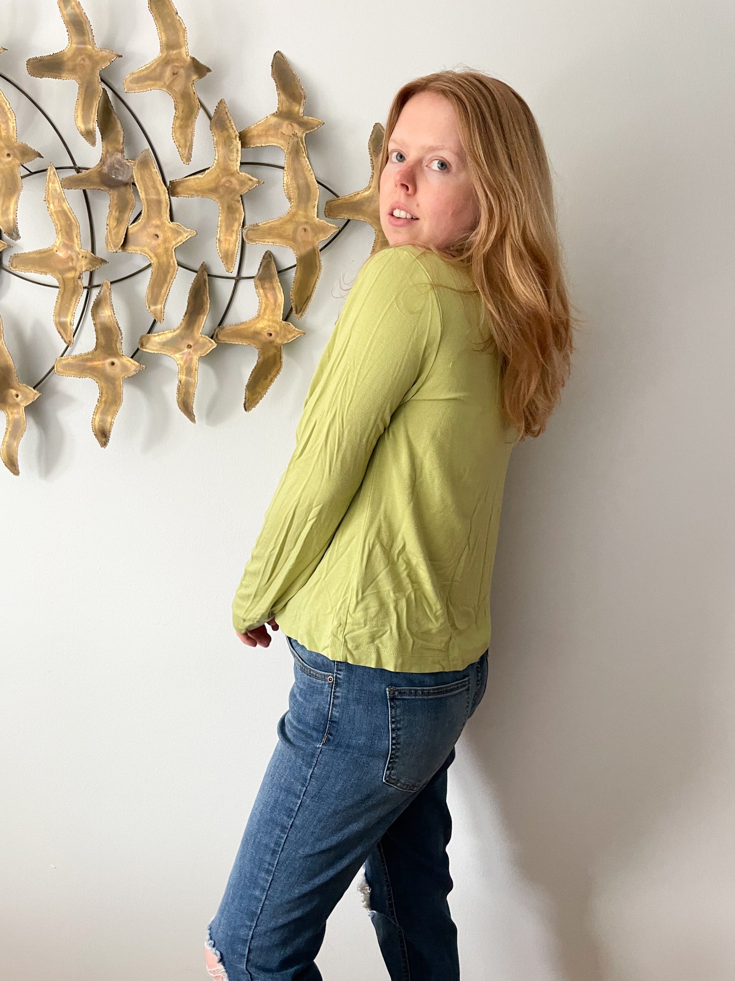 Sigrid Olsen Green Stretch Jersey Turtleneck Sweater - M/L