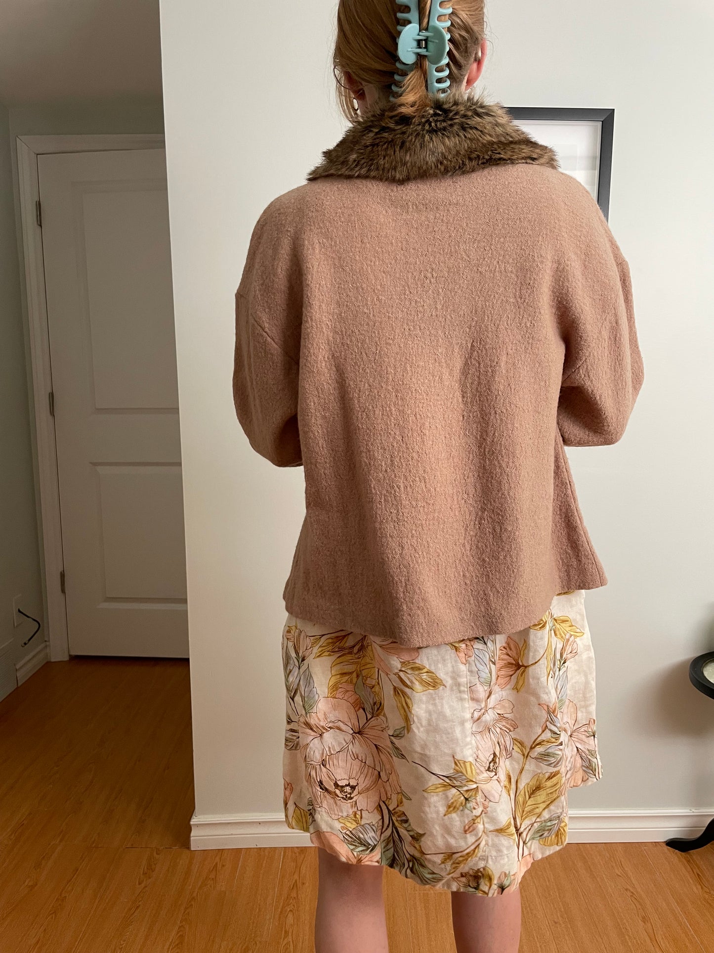 Jones Wear Camel Wool Jacket with Detachable Faux Fur Collar NWT  – Medium
