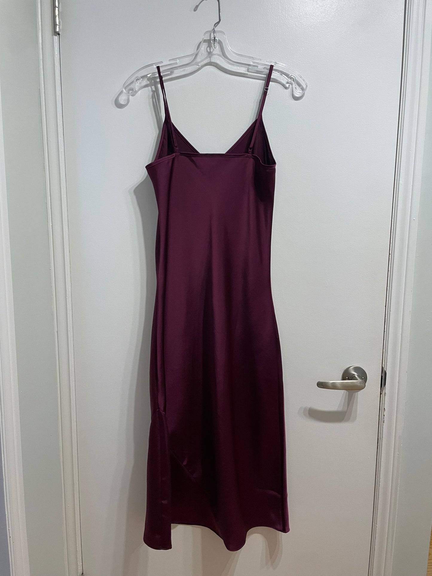Plum Satin Slip Dress Midi – Small to Medium