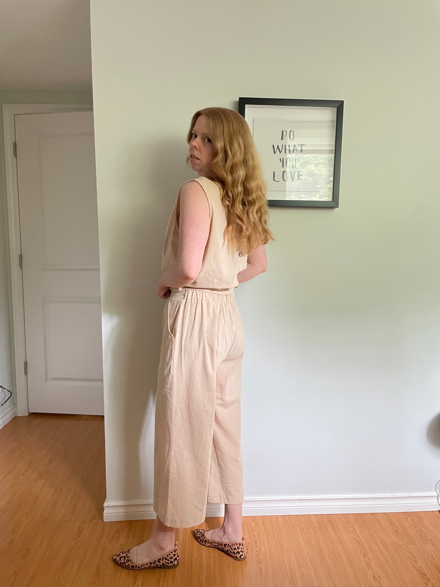 Natural Cotton Linen Blend Matching Set – Top & Culottes – Small