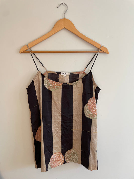 Horses Atelier Silk-Cotton Printed Striped Camisole – Size 3 (M/L)